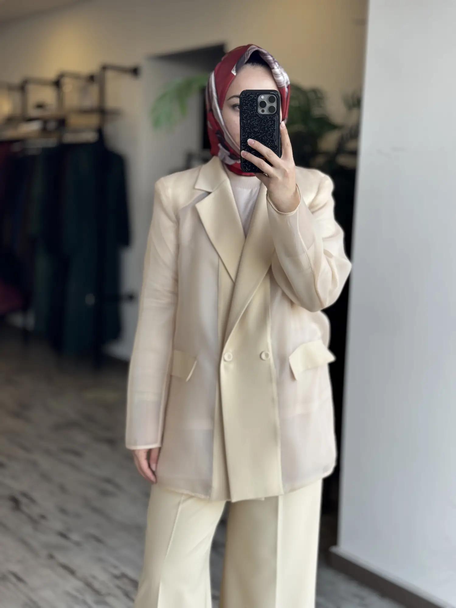 Kahma Organze Detaylı Ceket Pantolon Takım