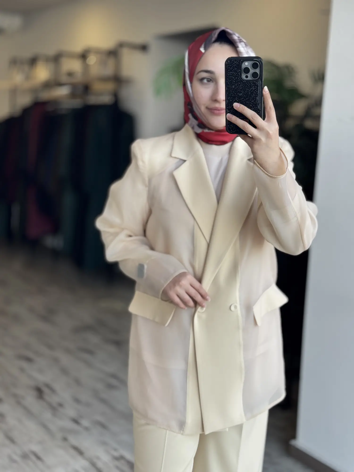 Kahma Organze Detaylı Ceket Pantolon Takım