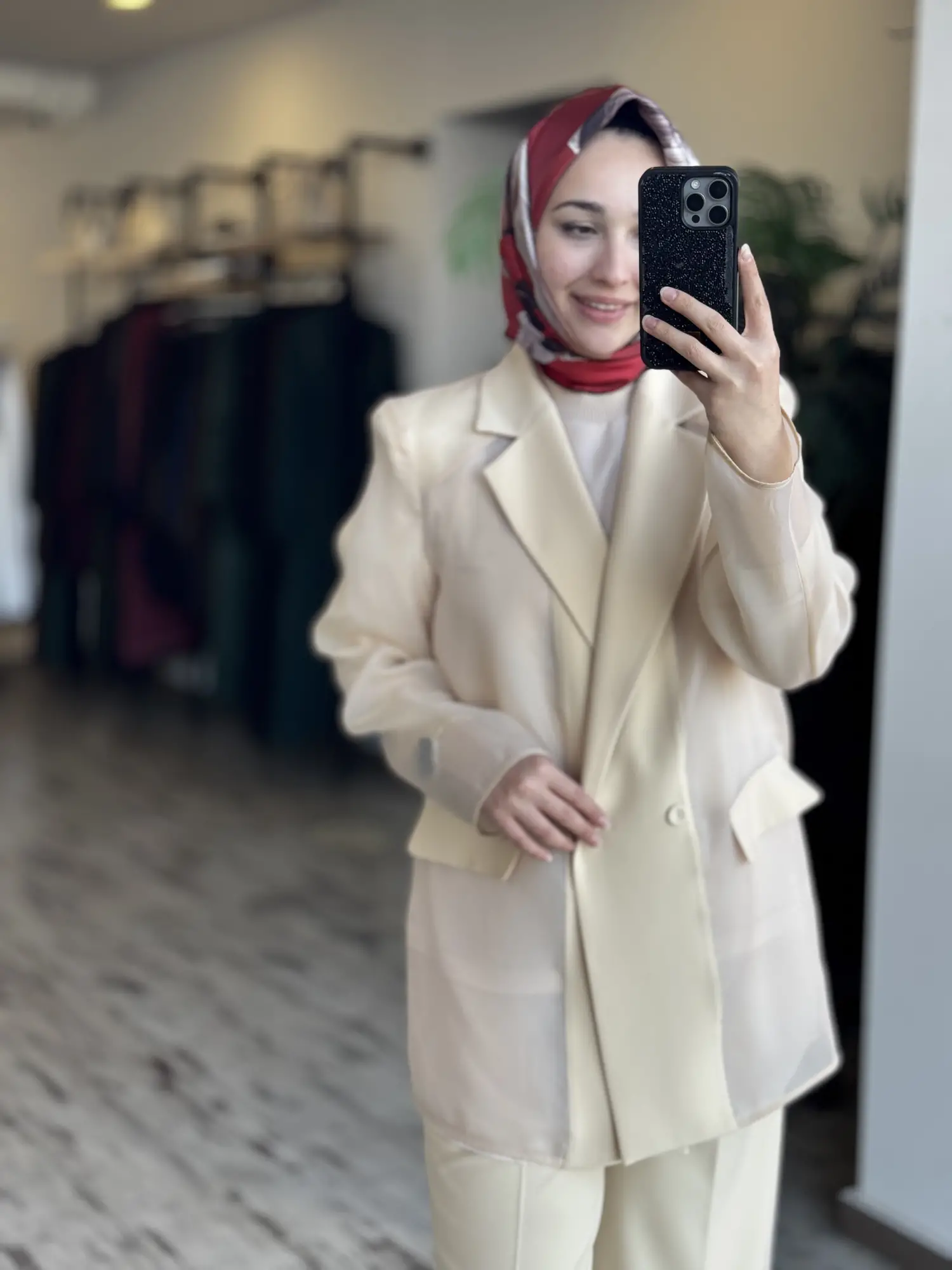 Kahma Organze Detaylı Ceket Pantolon Takım