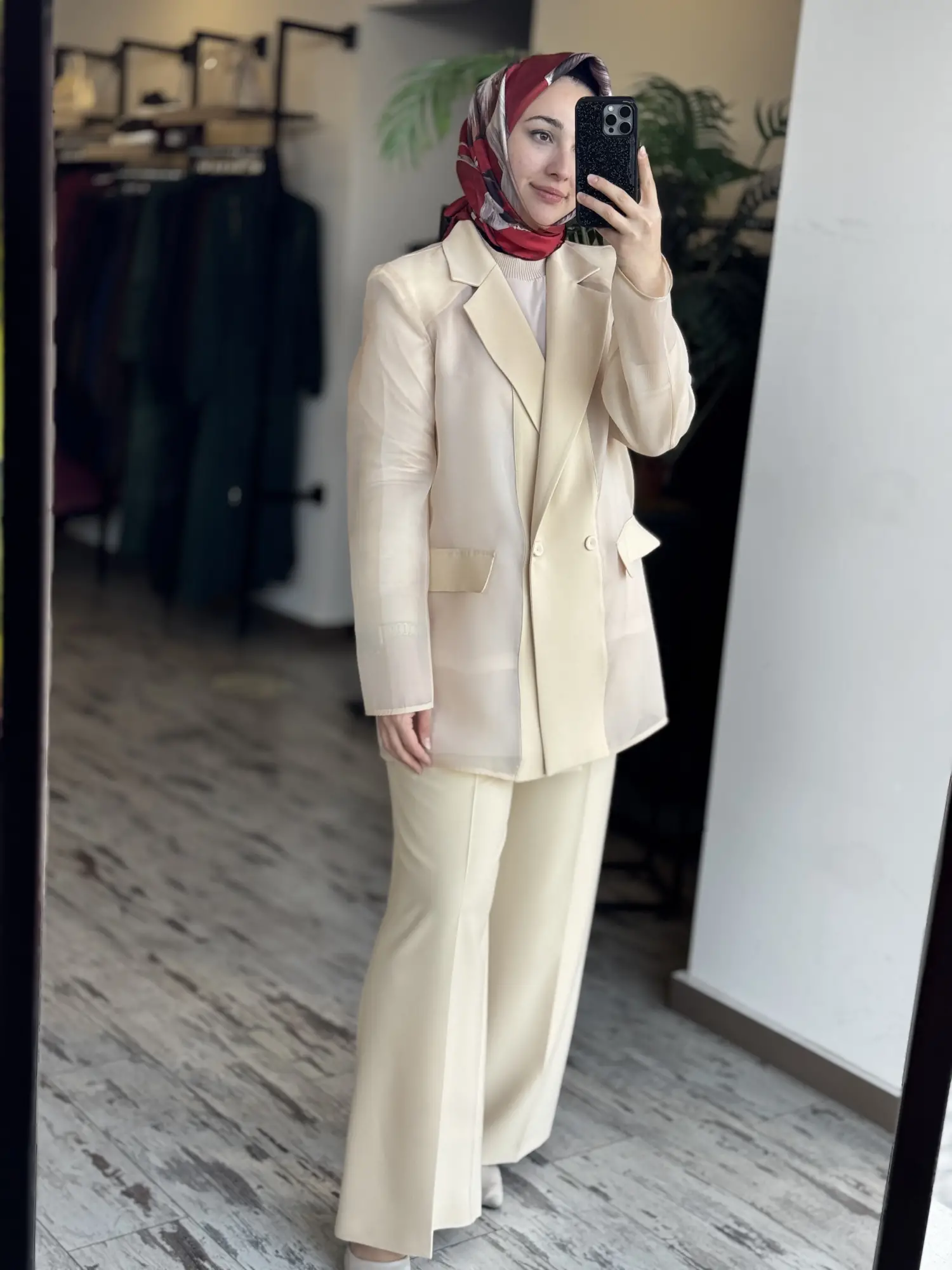 Kahma Organze Detaylı Ceket Pantolon Takım