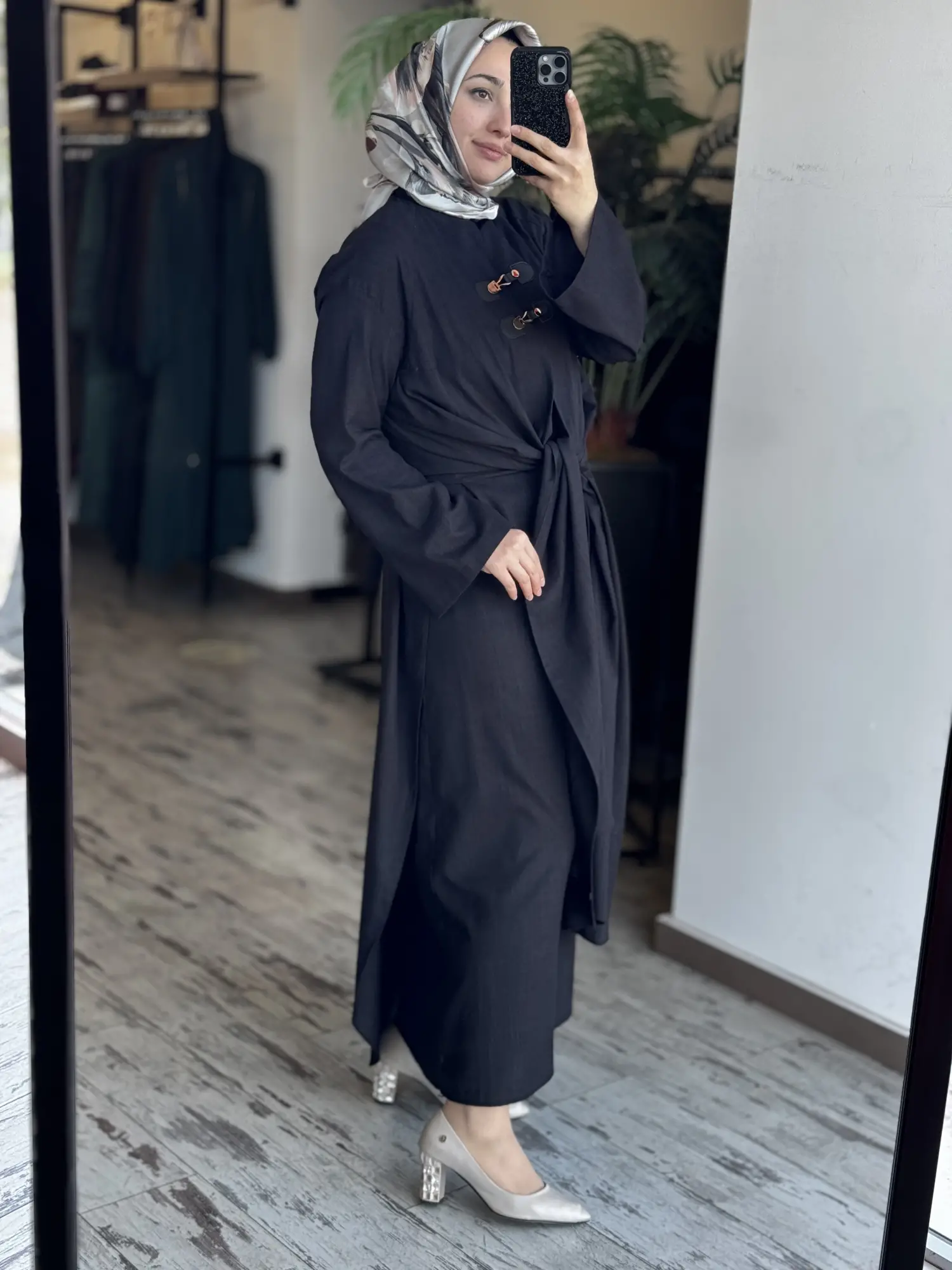 Qupra Parça Detaylı Keten Kimono Elbise Takım WAD1530