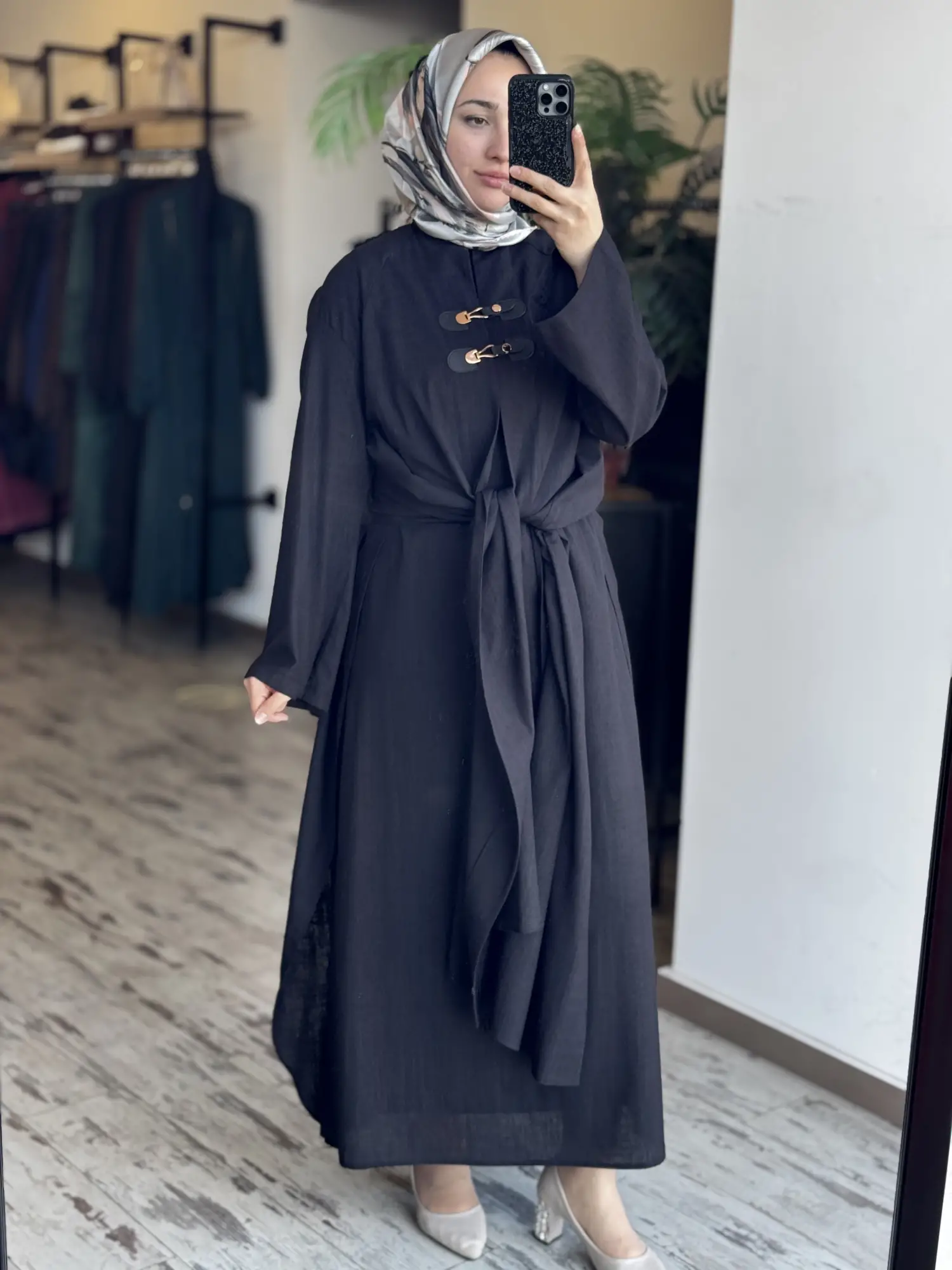Qupra Parça Detaylı Keten Kimono Elbise Takım WAD1530