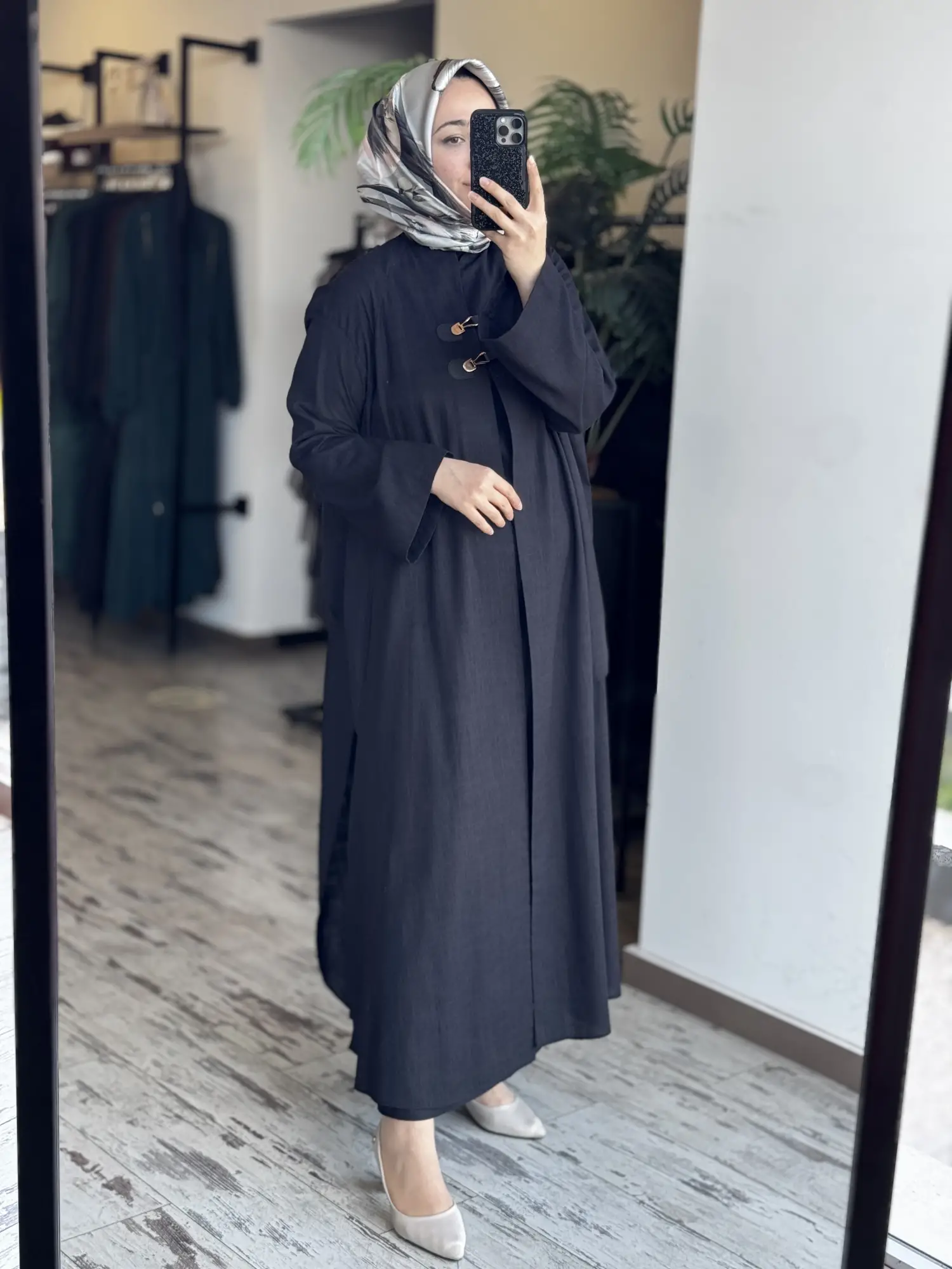 Qupra Parça Detaylı Keten Kimono Elbise Takım WAD1530