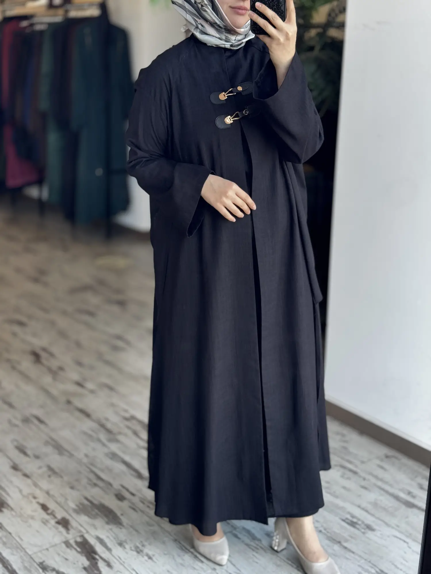 Qupra Parça Detaylı Keten Kimono Elbise Takım WAD1530