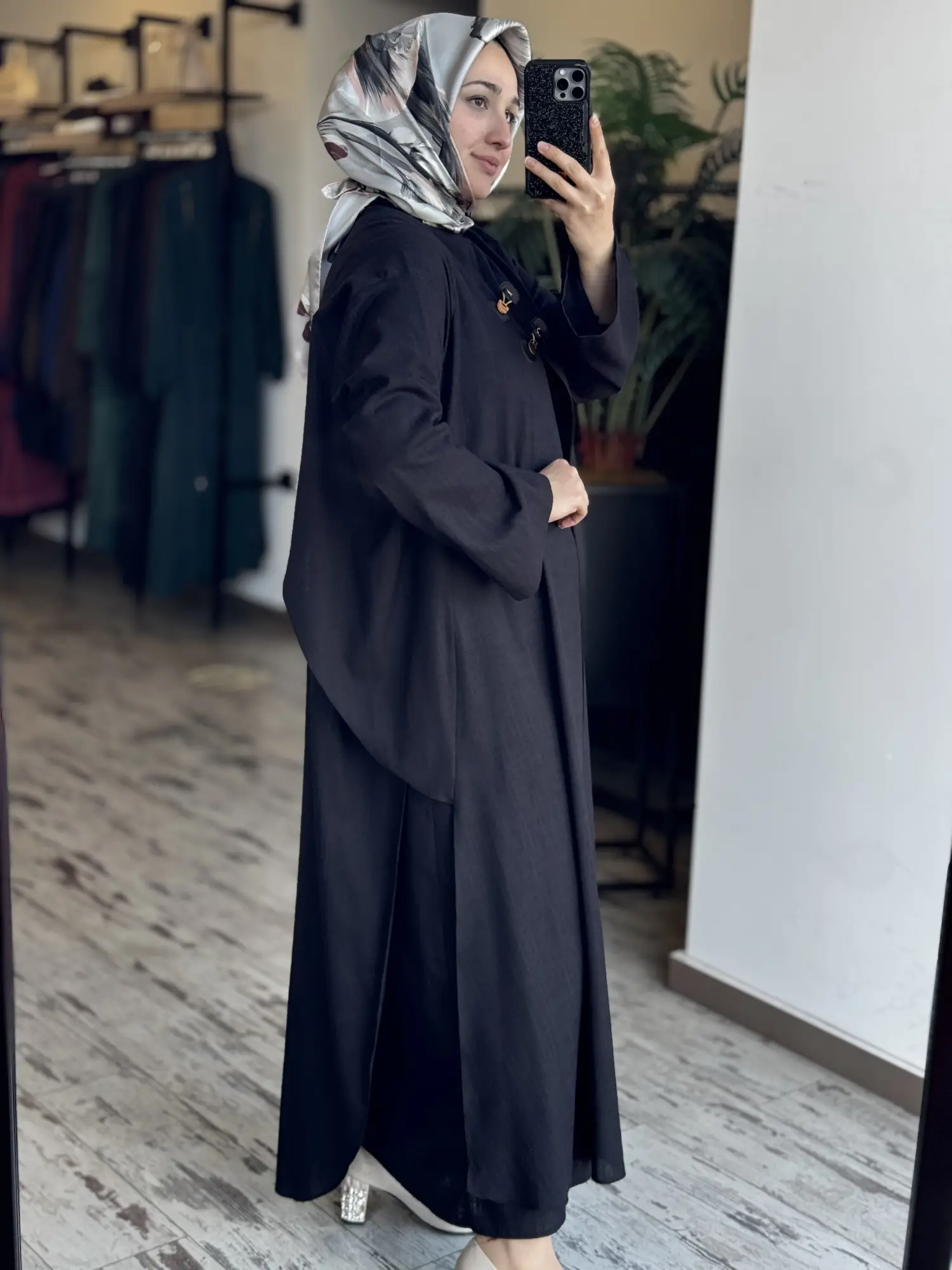 Qupra Parça Detaylı Keten Kimono Elbise Takım WAD1530