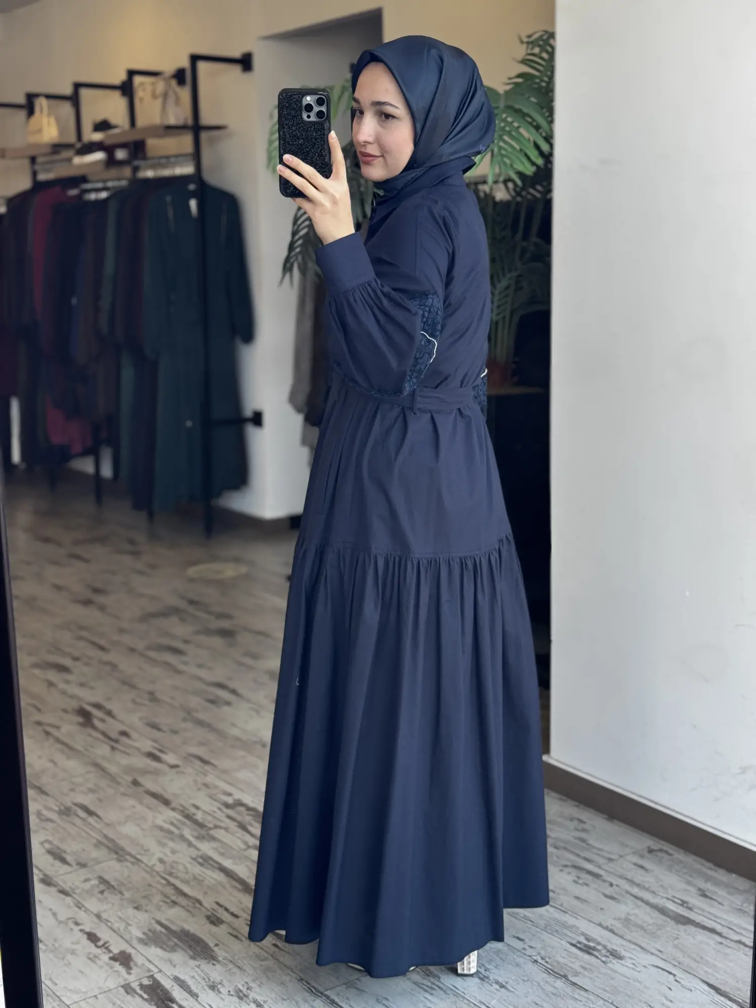 Almarwah Boydan Düğmeli Keten Elbise 303897