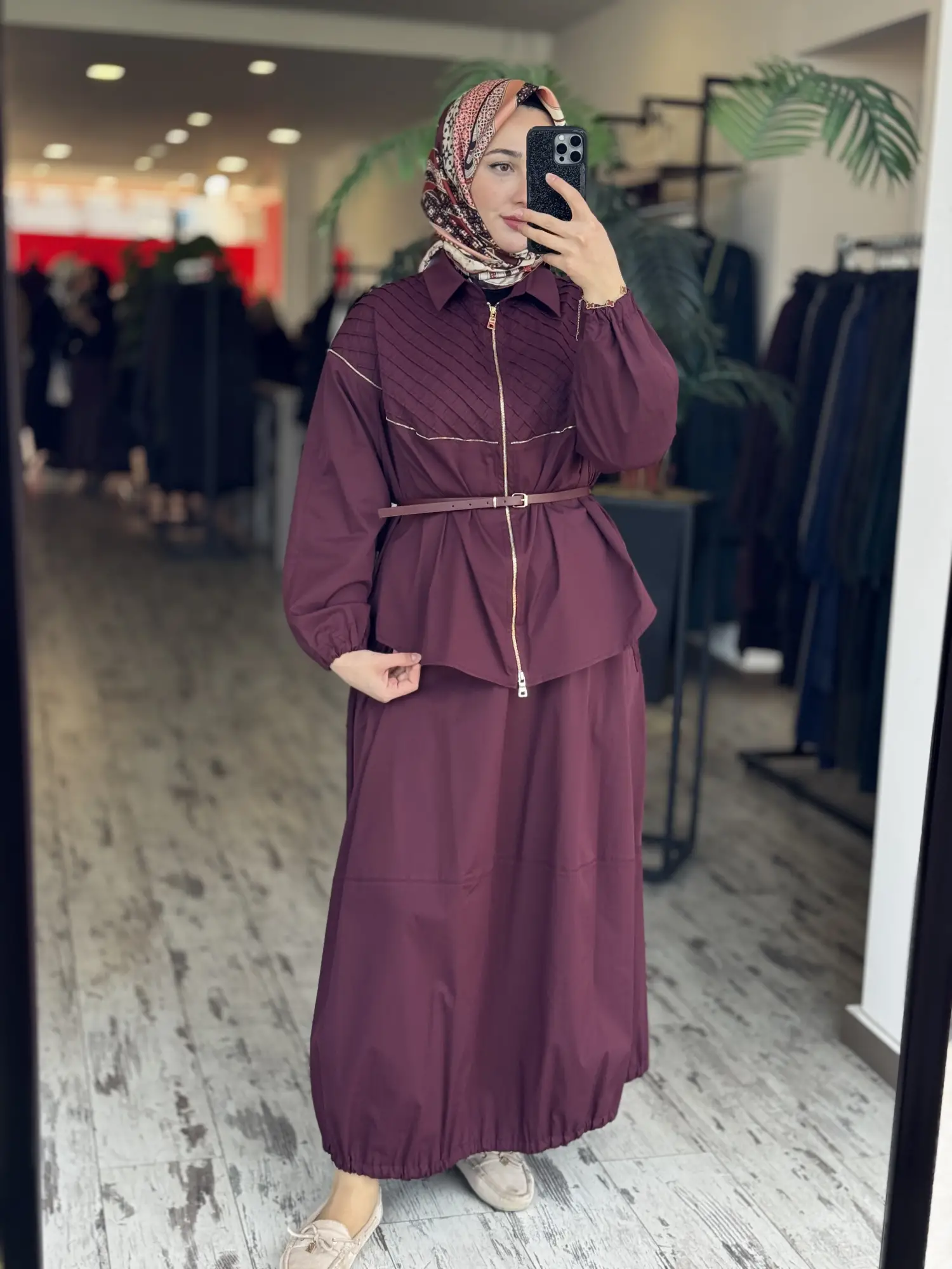 Misswhence Drape ve Fermuar Detaylı Ceket Etek Takım 39307