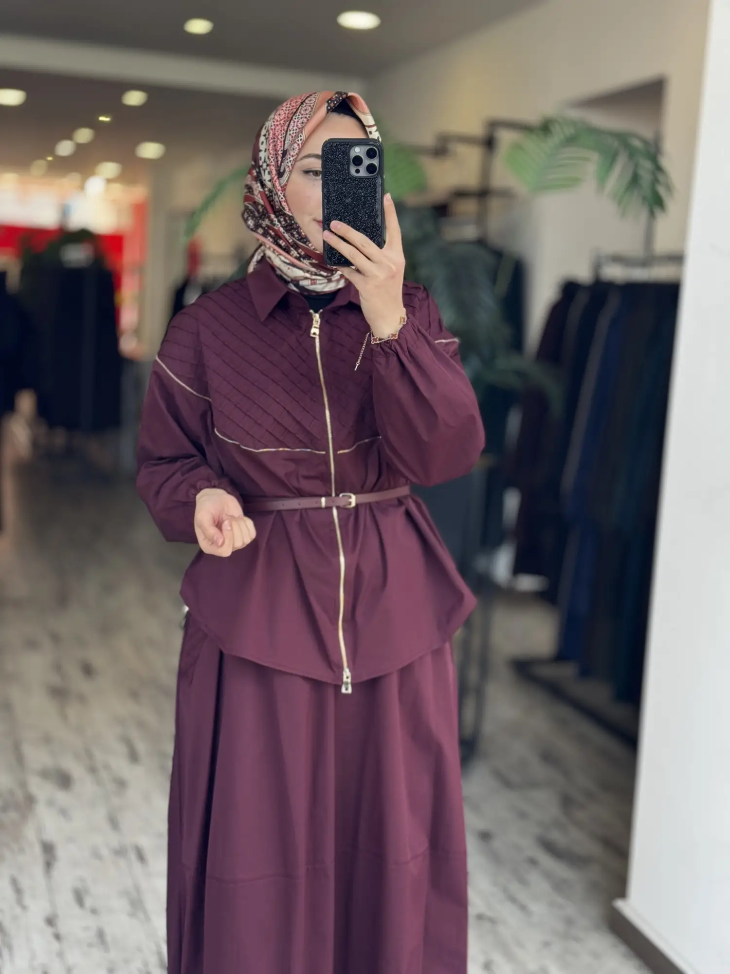 Misswhence Drape ve Fermuar Detaylı Ceket Etek Takım 39307