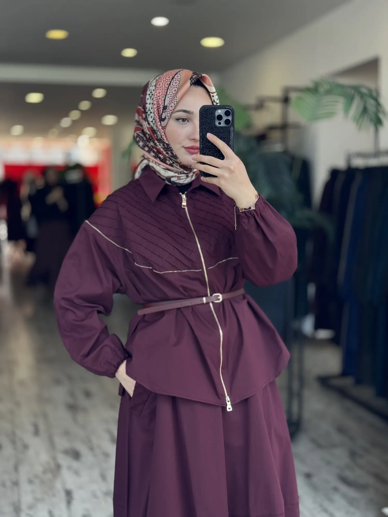 Misswhence Drape ve Fermuar Detaylı Ceket Etek Takım 39307