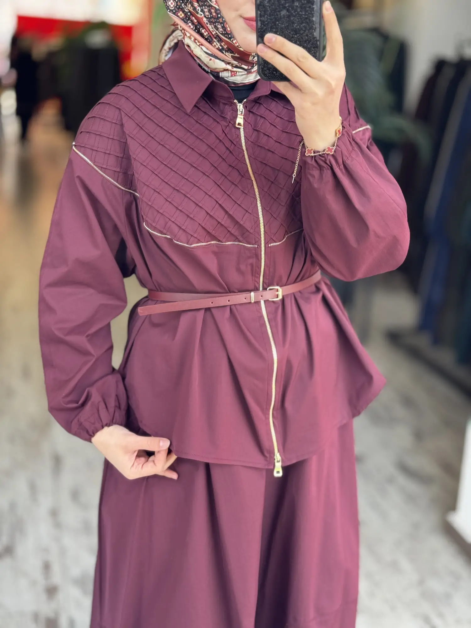 Misswhence Drape ve Fermuar Detaylı Ceket Etek Takım 39307