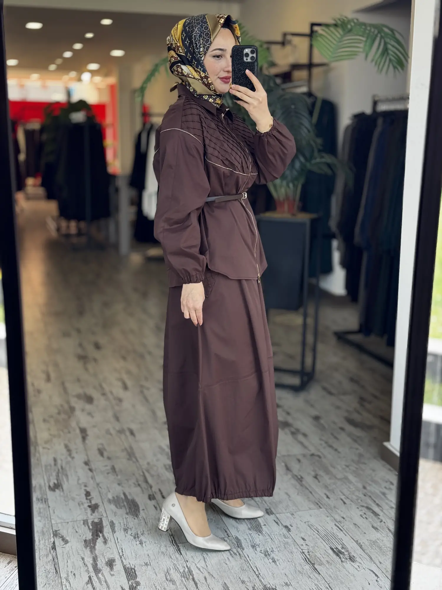 Misswhence Drape ve Fermuar Detaylı Ceket Etek Takım 39307