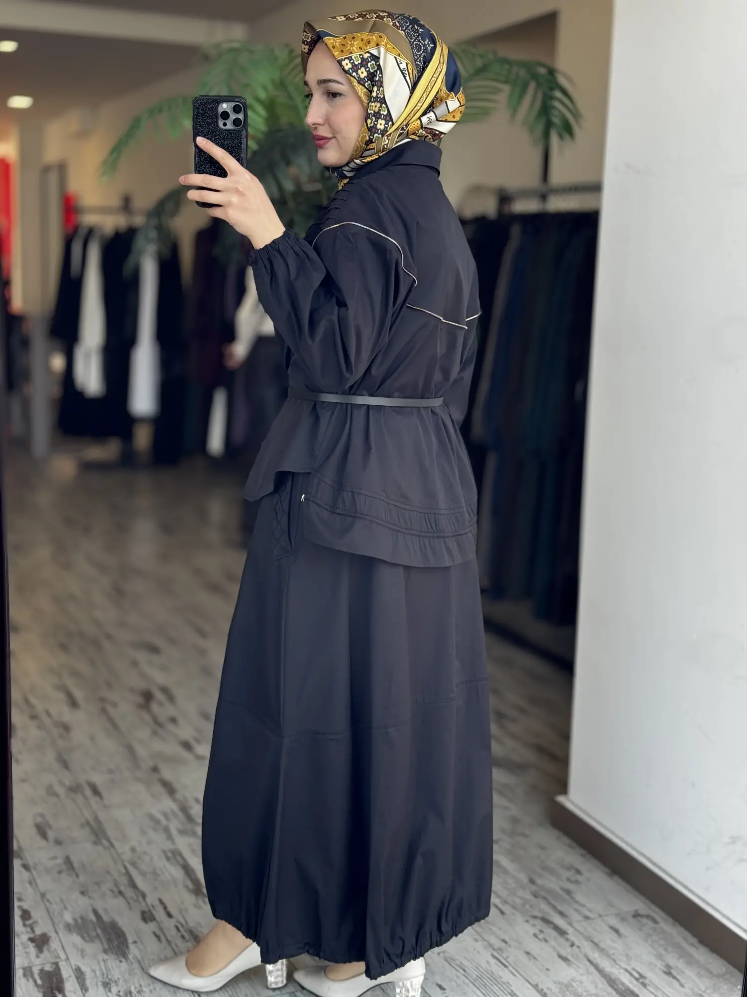 Misswhence Drape ve Fermuar Detaylı Ceket Etek Takım 39307