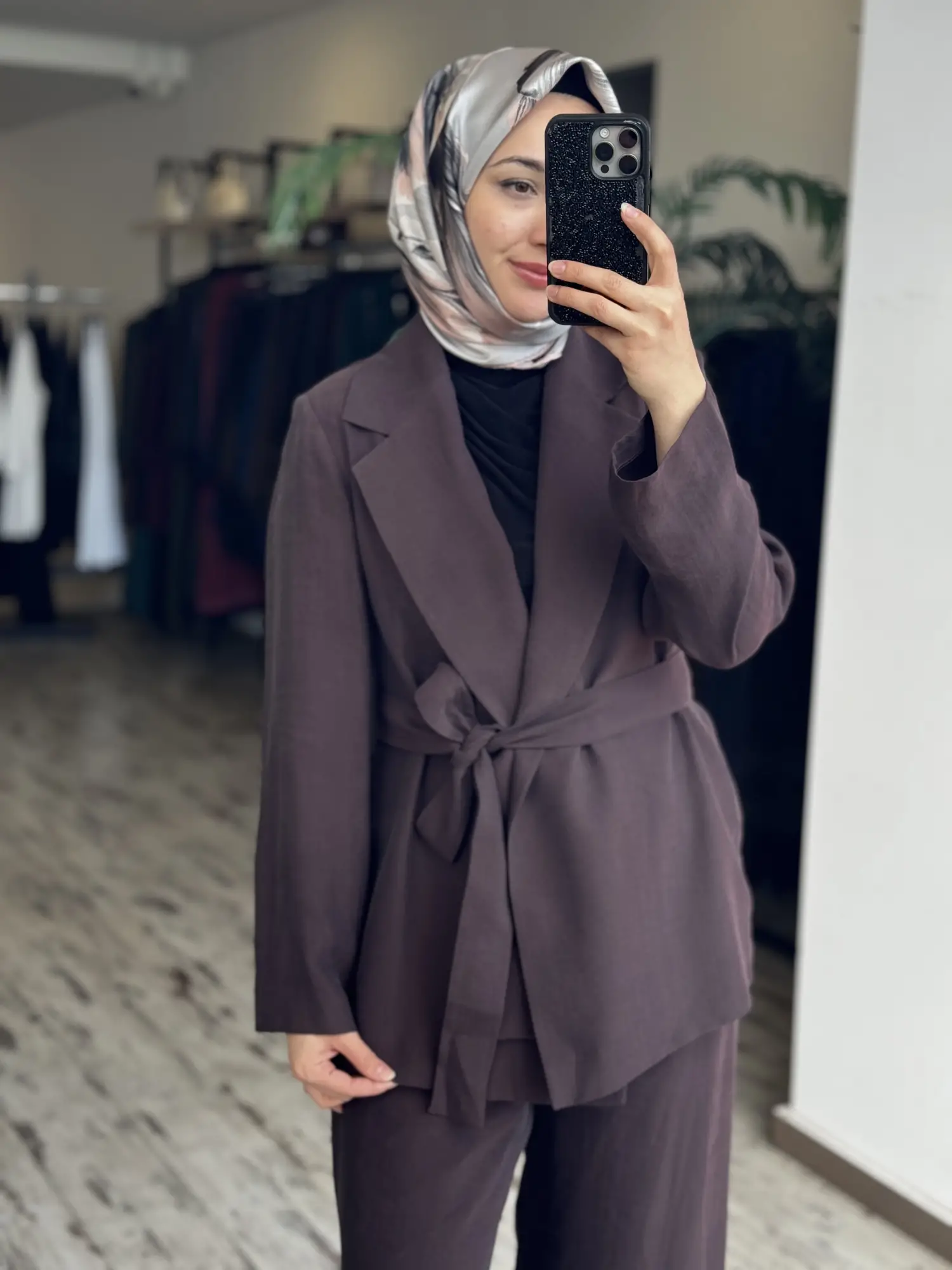 MAQ Sırtı Nakışlı Tencel Ceket Pantolon Takım