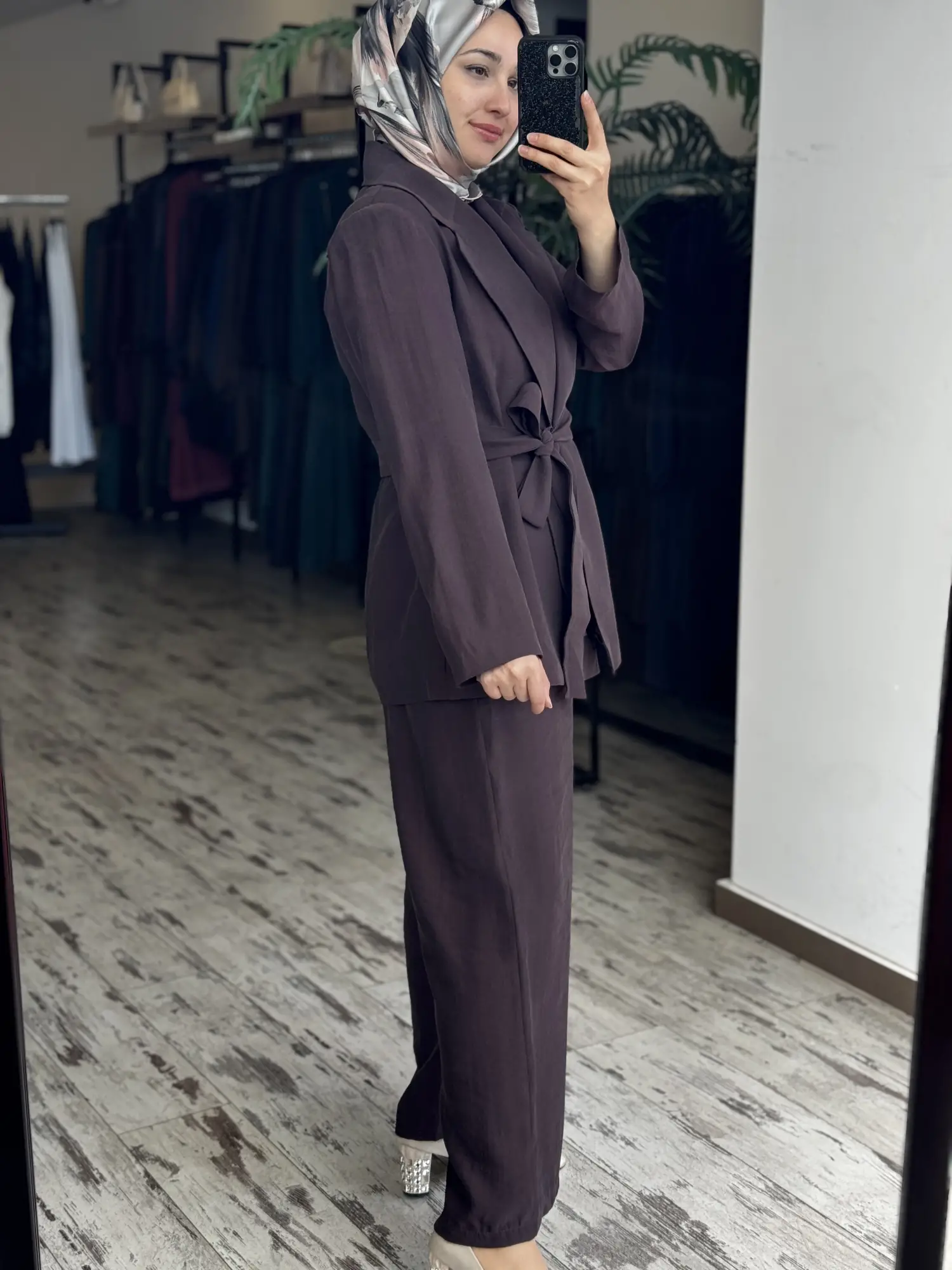 MAQ Sırtı Nakışlı Tencel Ceket Pantolon Takım