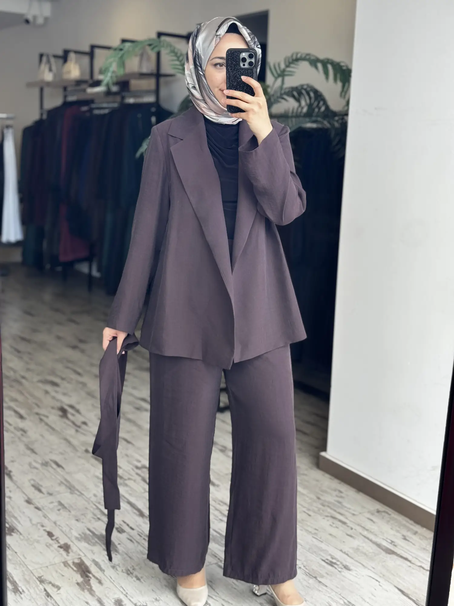 MAQ Sırtı Nakışlı Tencel Ceket Pantolon Takım