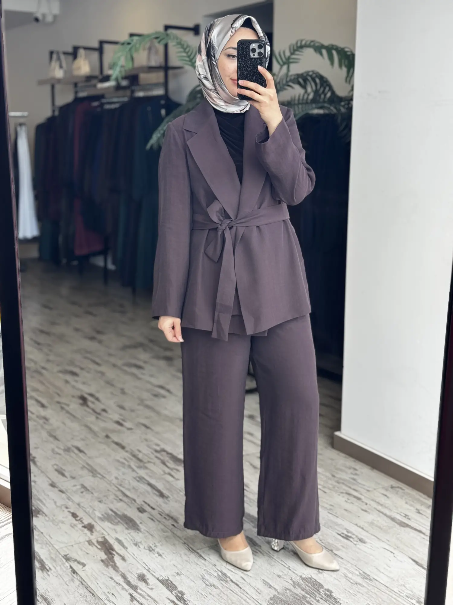 MAQ Sırtı Nakışlı Tencel Ceket Pantolon Takım