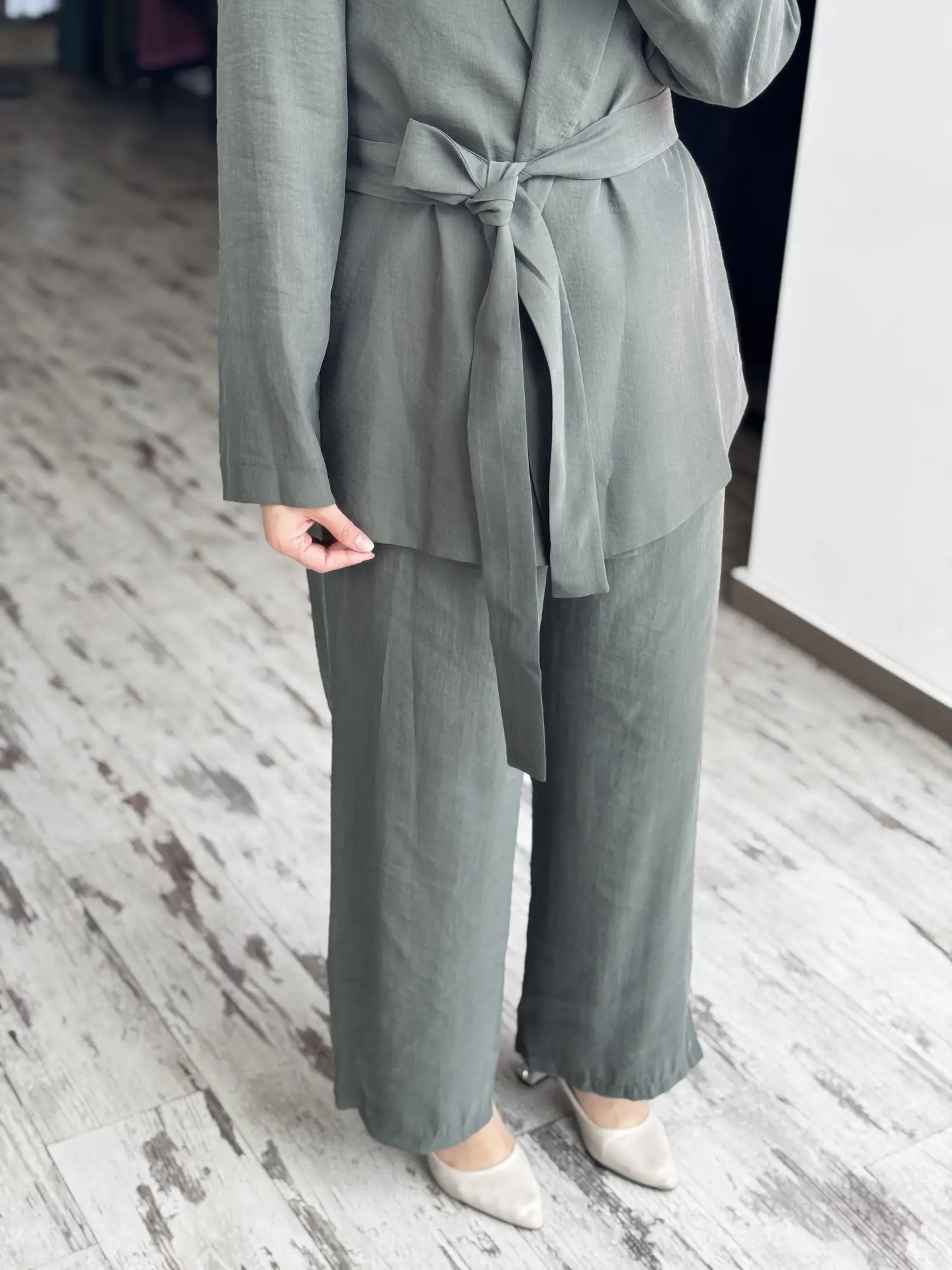 MAQ Sırtı Nakışlı Tencel Ceket Pantolon Takım