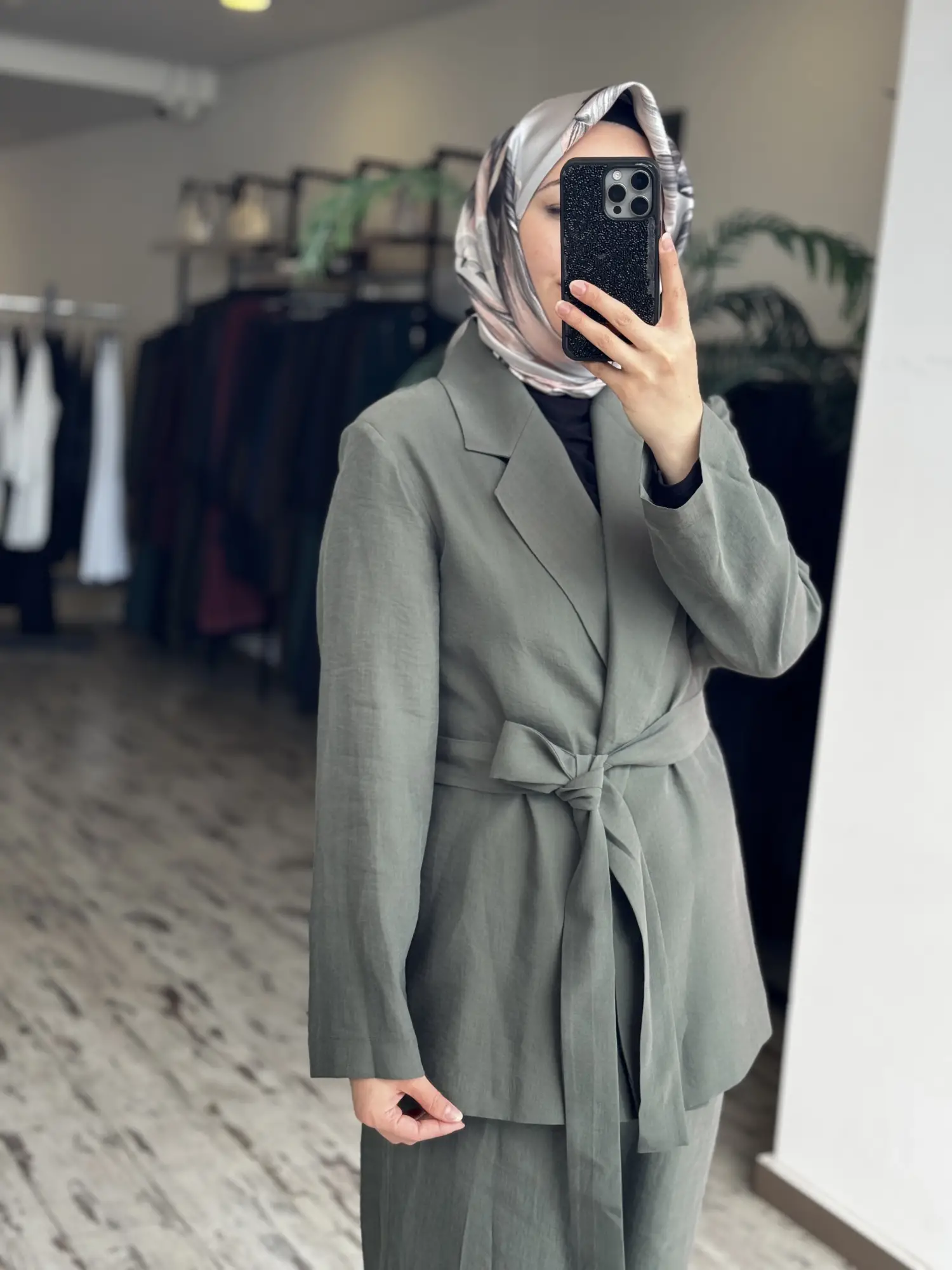 MAQ Sırtı Nakışlı Tencel Ceket Pantolon Takım