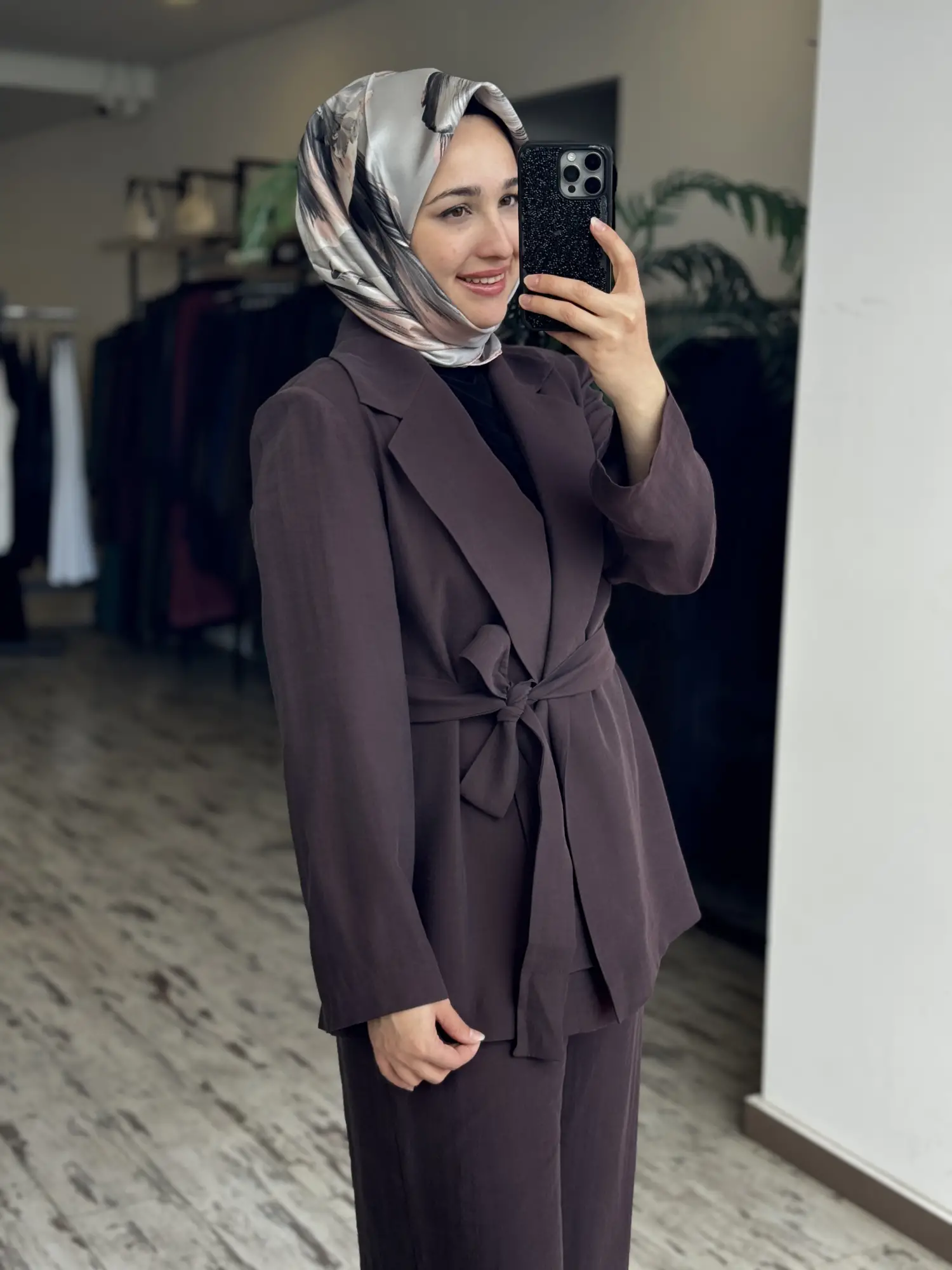 MAQ Sırtı Nakışlı Tencel Ceket Pantolon Takım