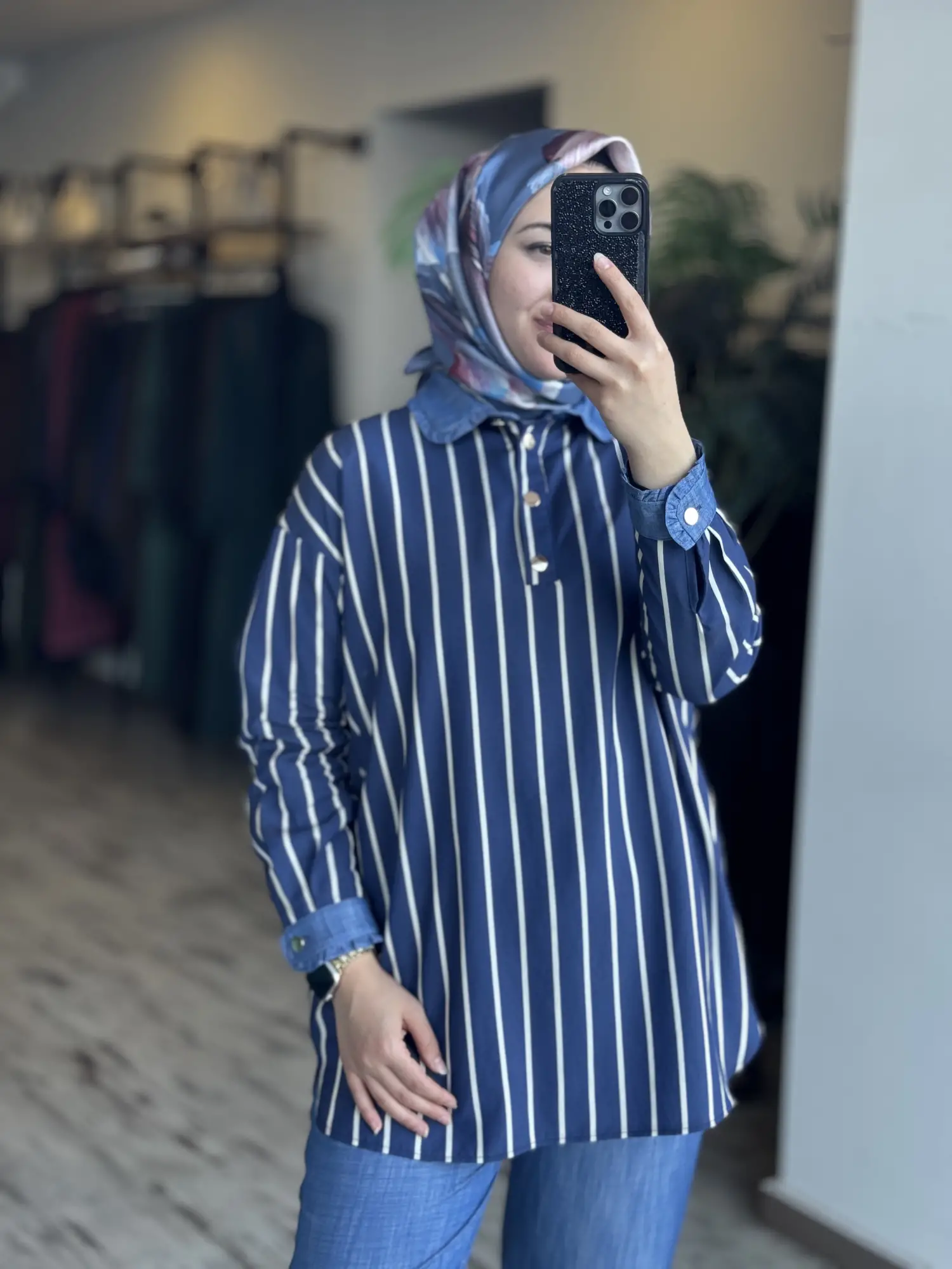 Tığ Triko Yakası Fırfır Detaylı Yarım Patlı Tunik Pantolon Takım TKM5057