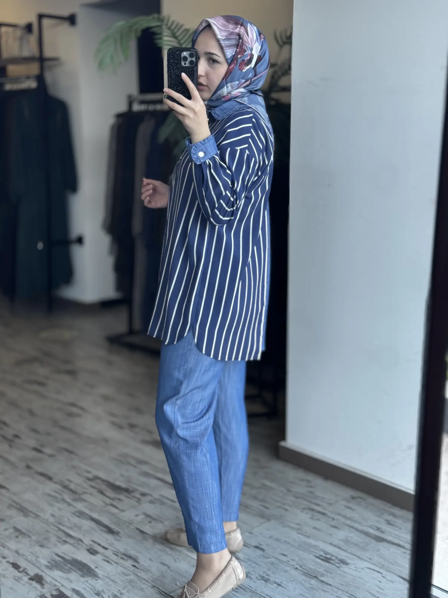 Tığ Triko Yakası Fırfır Detaylı Yarım Patlı Tunik Pantolon Takım TKM5057