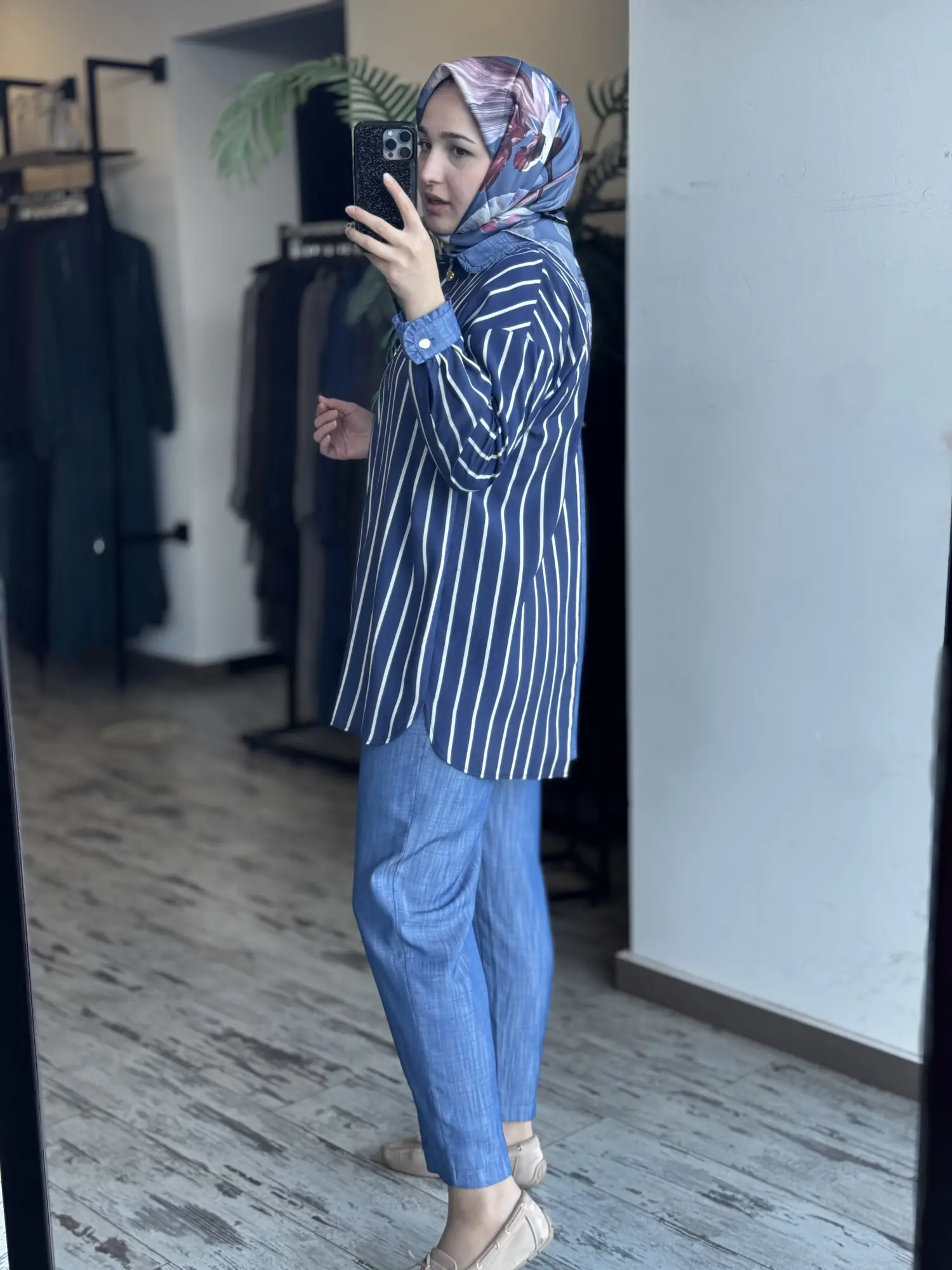 Tığ Triko Yakası Fırfır Detaylı Yarım Patlı Tunik Pantolon Takım TKM5057