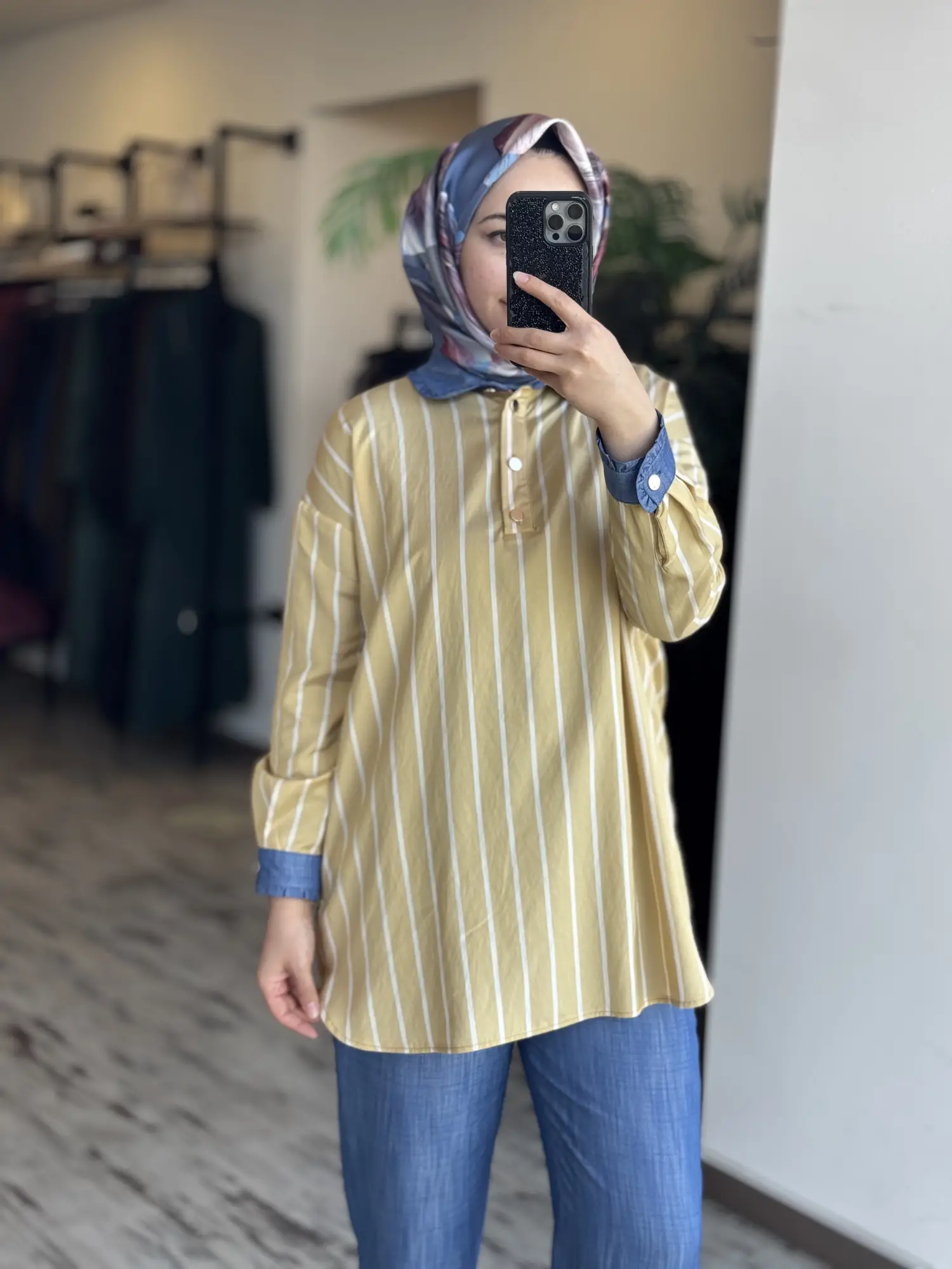 Tığ Triko Yakası Fırfır Detaylı Yarım Patlı Tunik Pantolon Takım TKM5057