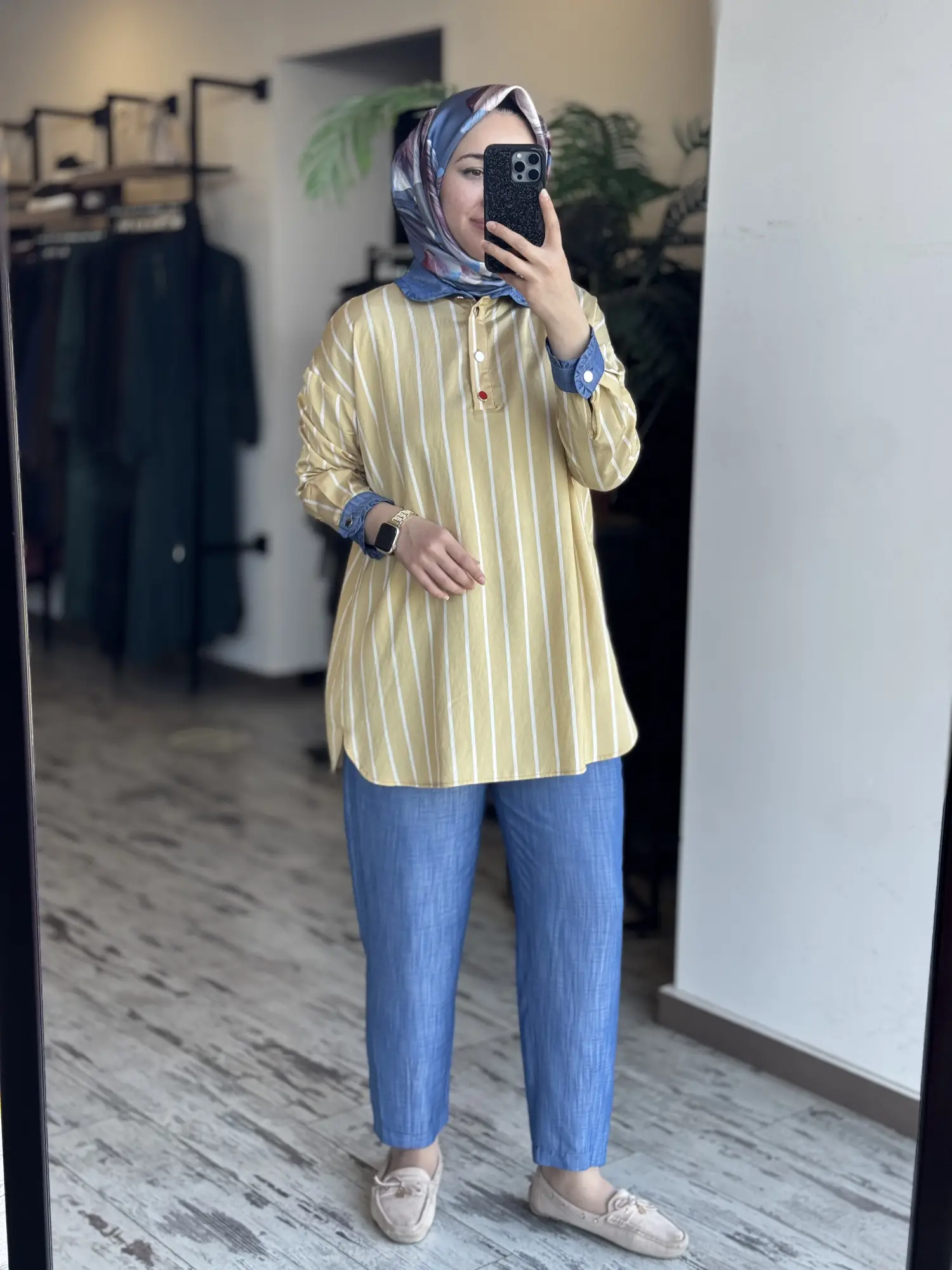 Tığ Triko Yakası Fırfır Detaylı Yarım Patlı Tunik Pantolon Takım TKM5057