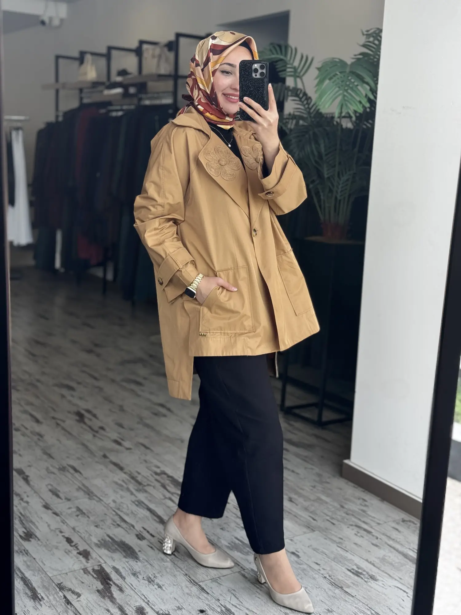 Vuu Arkası Uzun Oversize Ceket /Trench