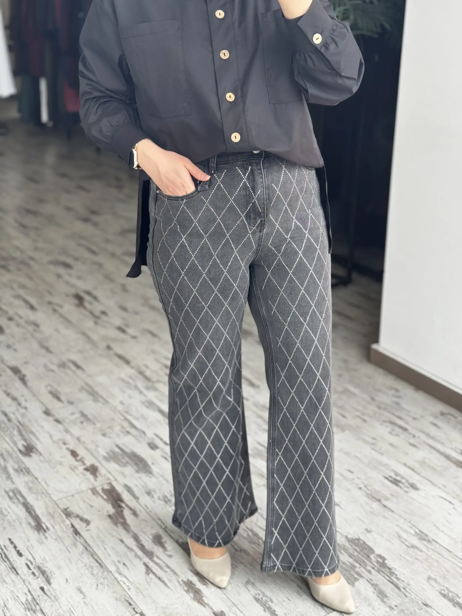 Ghisa Taşlı Kot Pantolon 8081