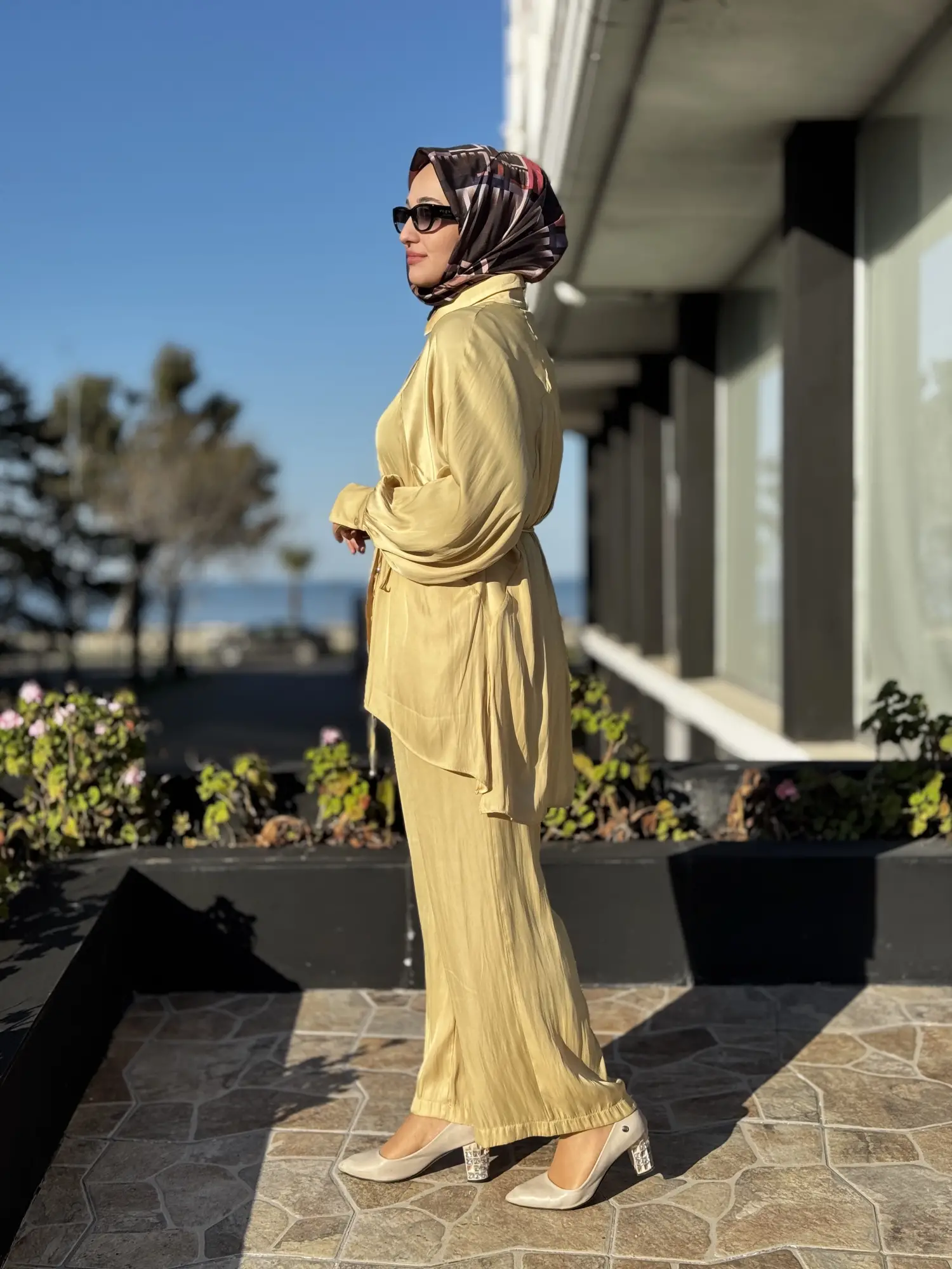 Almarwah Saten Kıraşlı Gömlek Pantolon Takım 202974