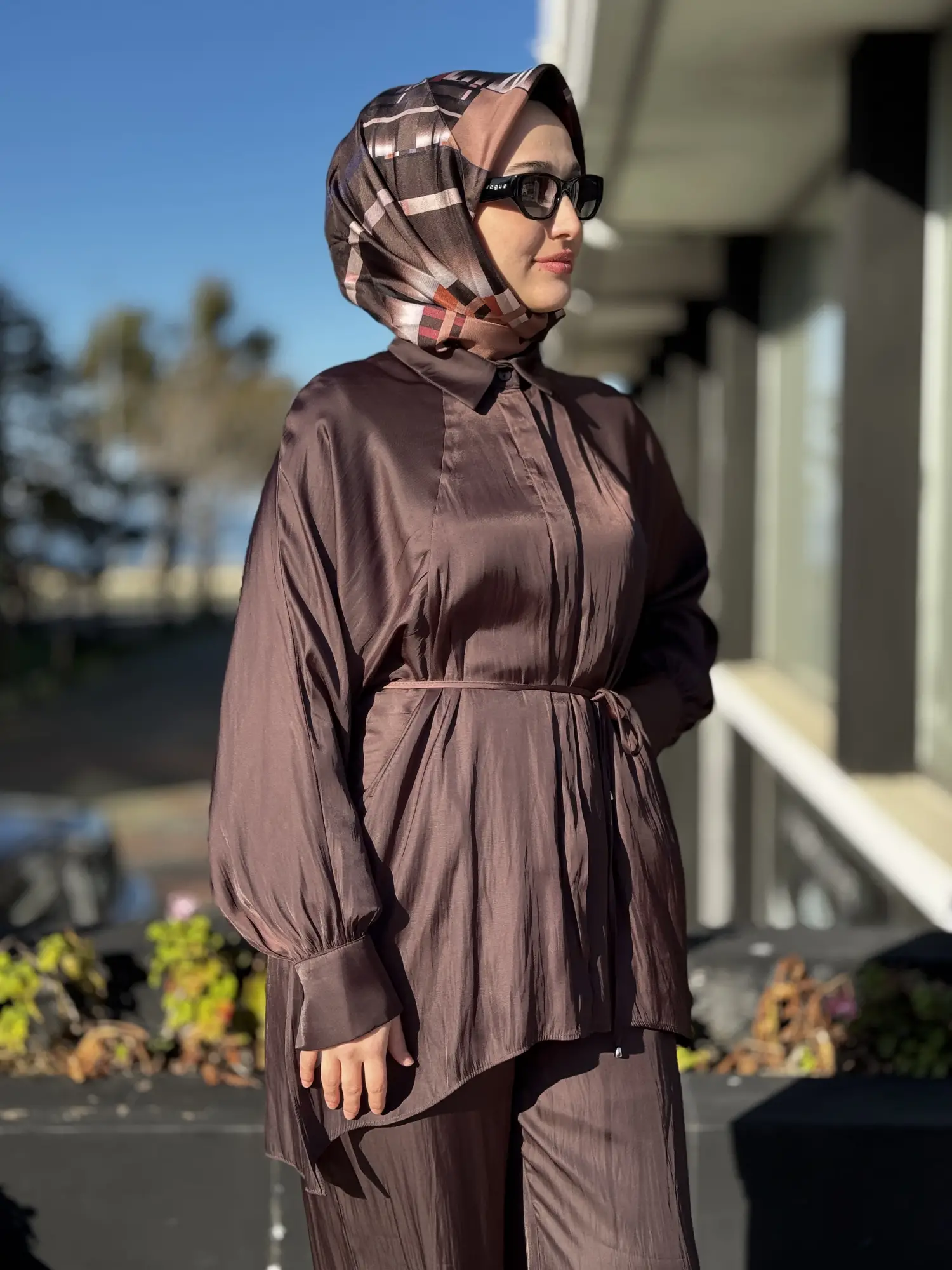 Almarwah Saten Kıraşlı Gömlek Pantolon Takım 202974