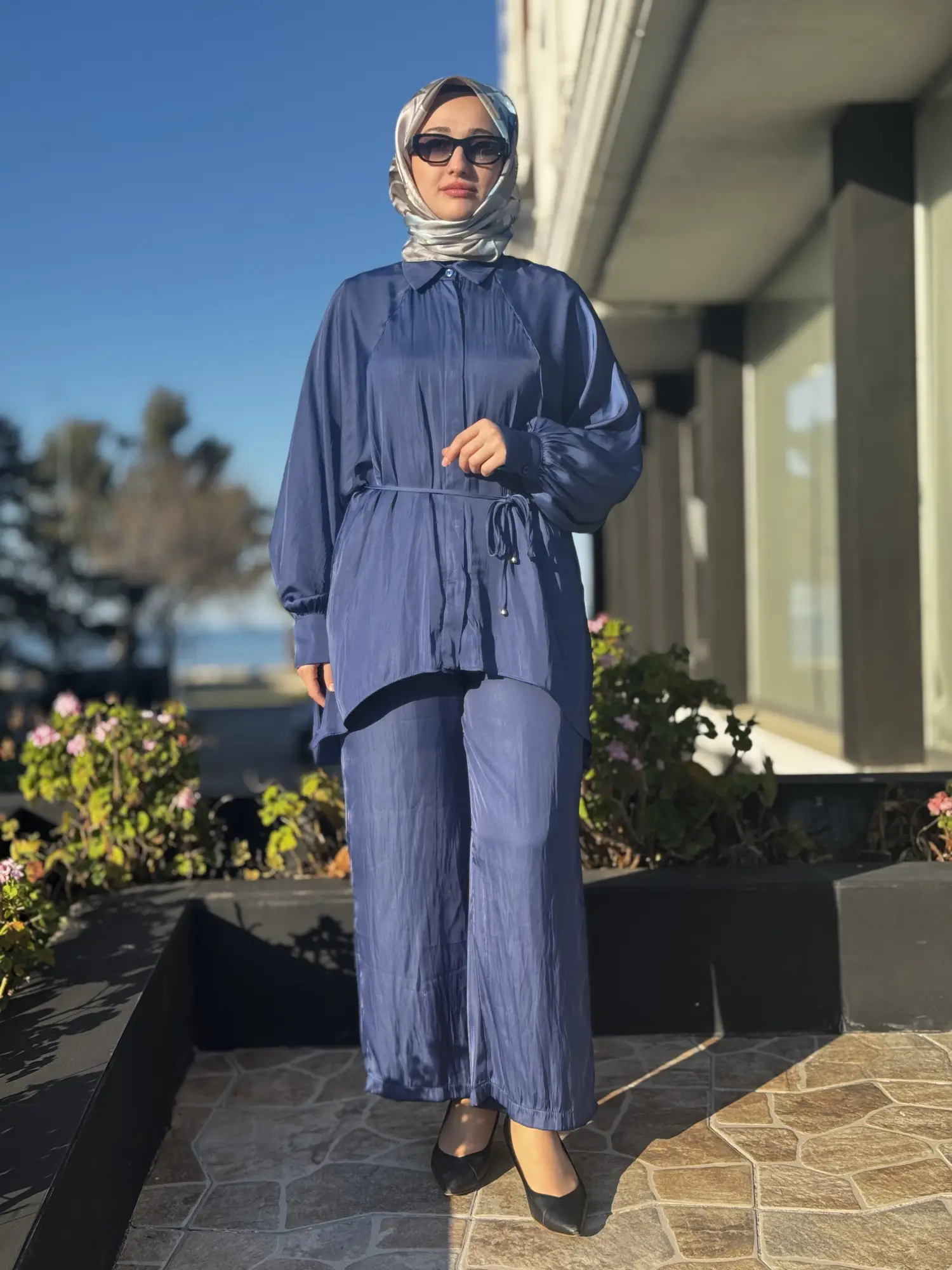 Almarwah Saten Kıraşlı Gömlek Pantolon Takım 202974