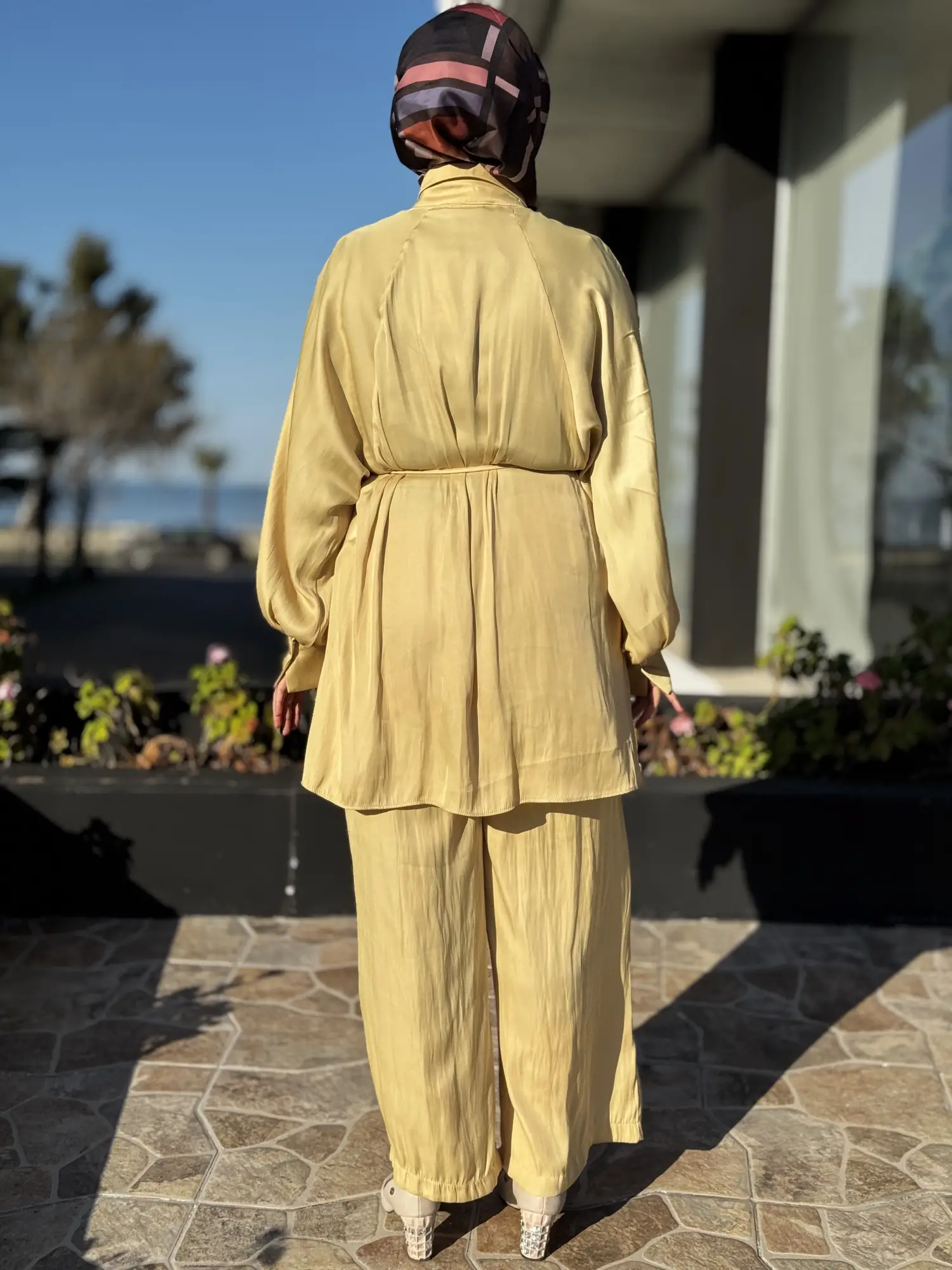 Almarwah Saten Kıraşlı Gömlek Pantolon Takım 202974