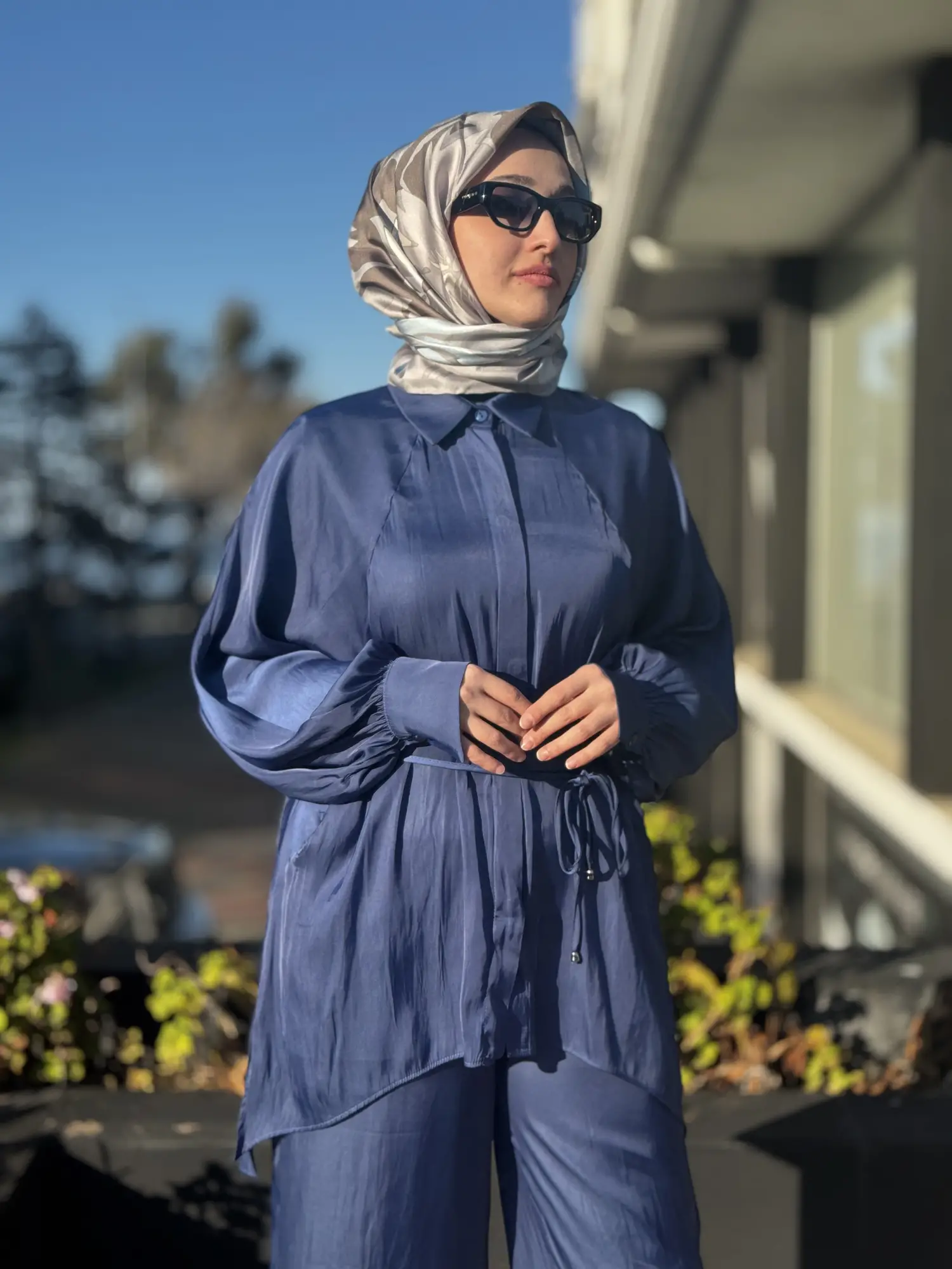 Almarwah Saten Kıraşlı Gömlek Pantolon Takım 202974