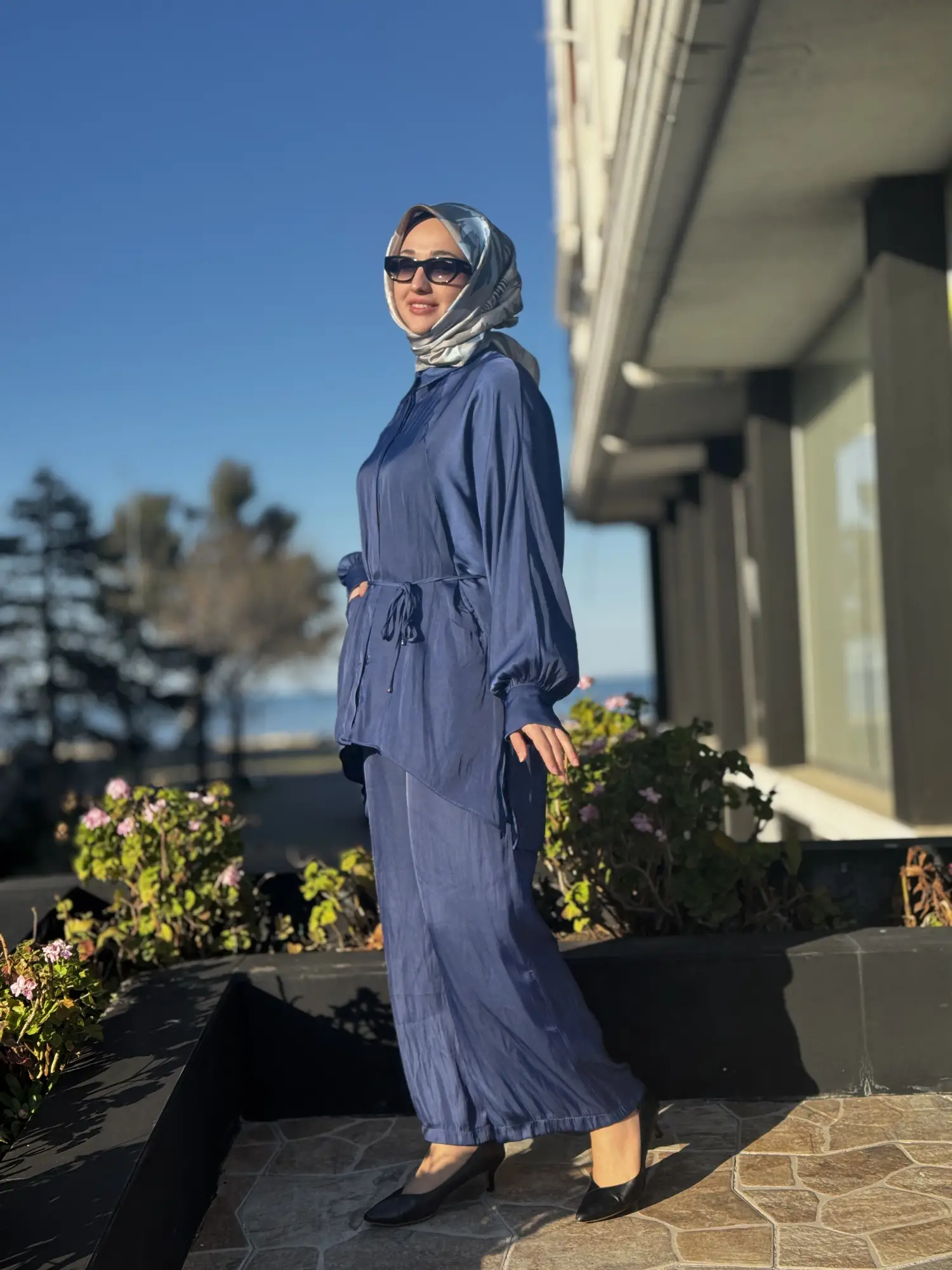 Almarwah Saten Kıraşlı Gömlek Pantolon Takım 202974