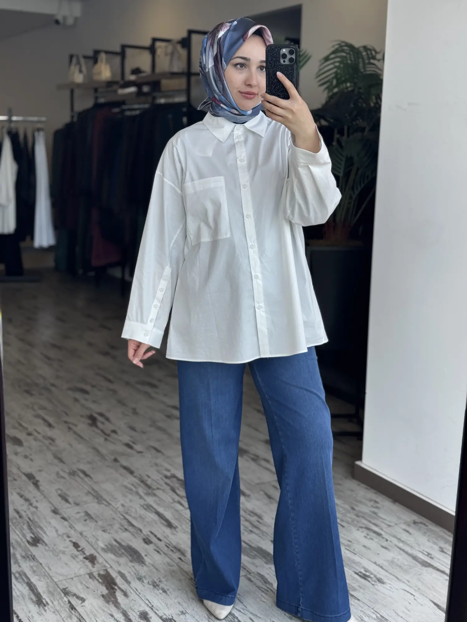 Misswhence Likralı Geniş Paça Kot Pantolon 39122