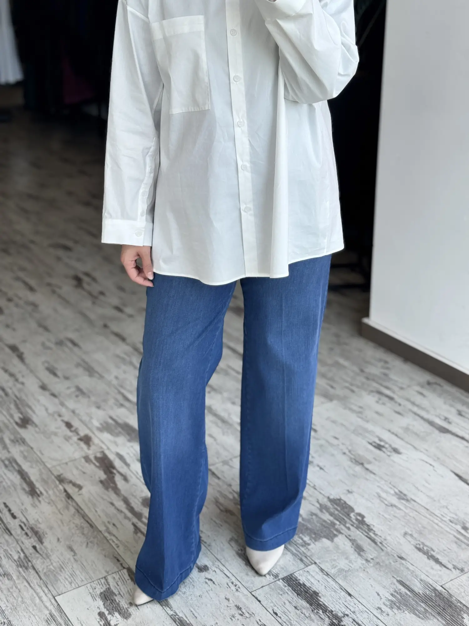 Misswhence Likralı Geniş Paça Kot Pantolon 39122