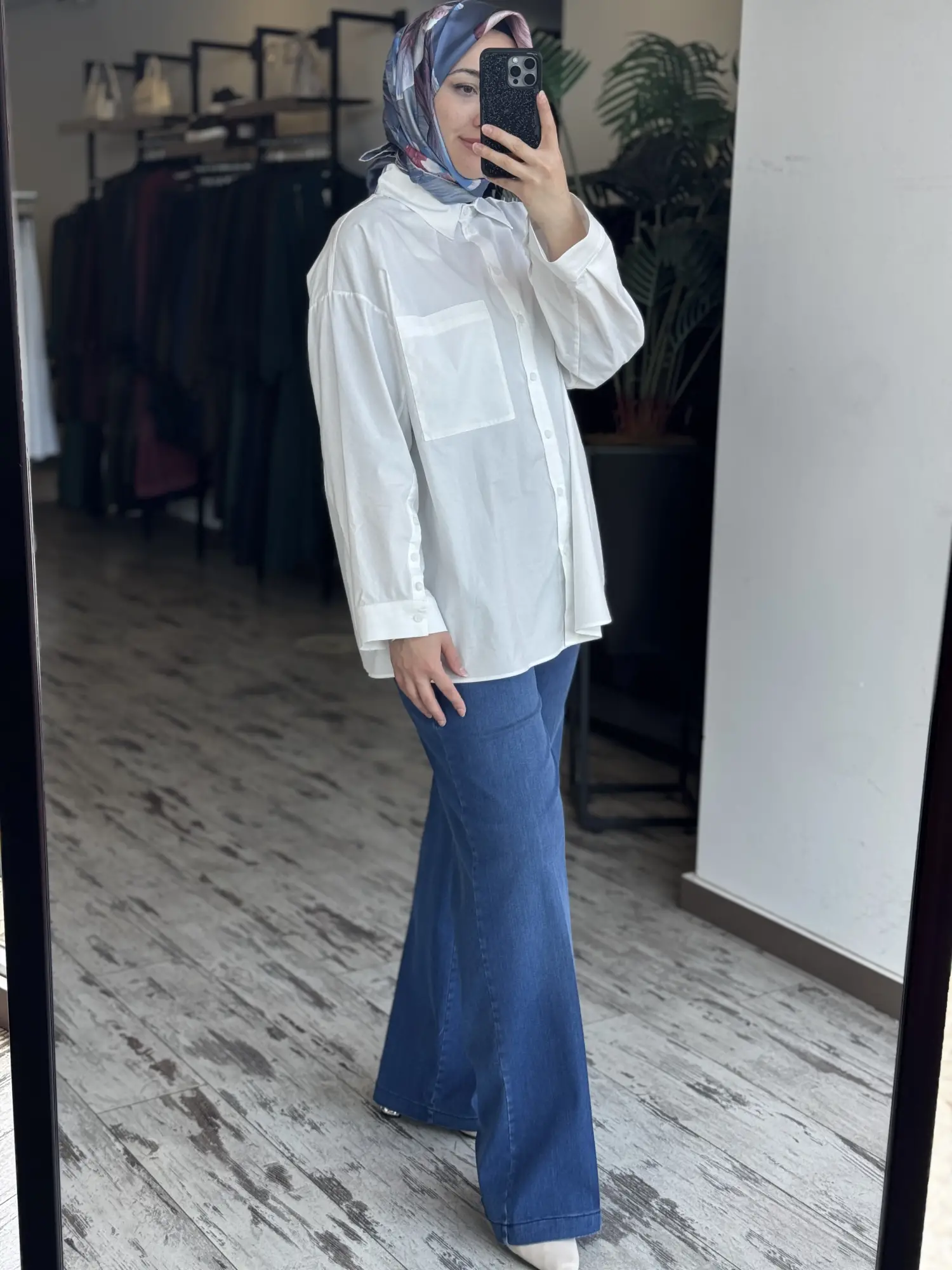 Misswhence Likralı Geniş Paça Kot Pantolon 39122