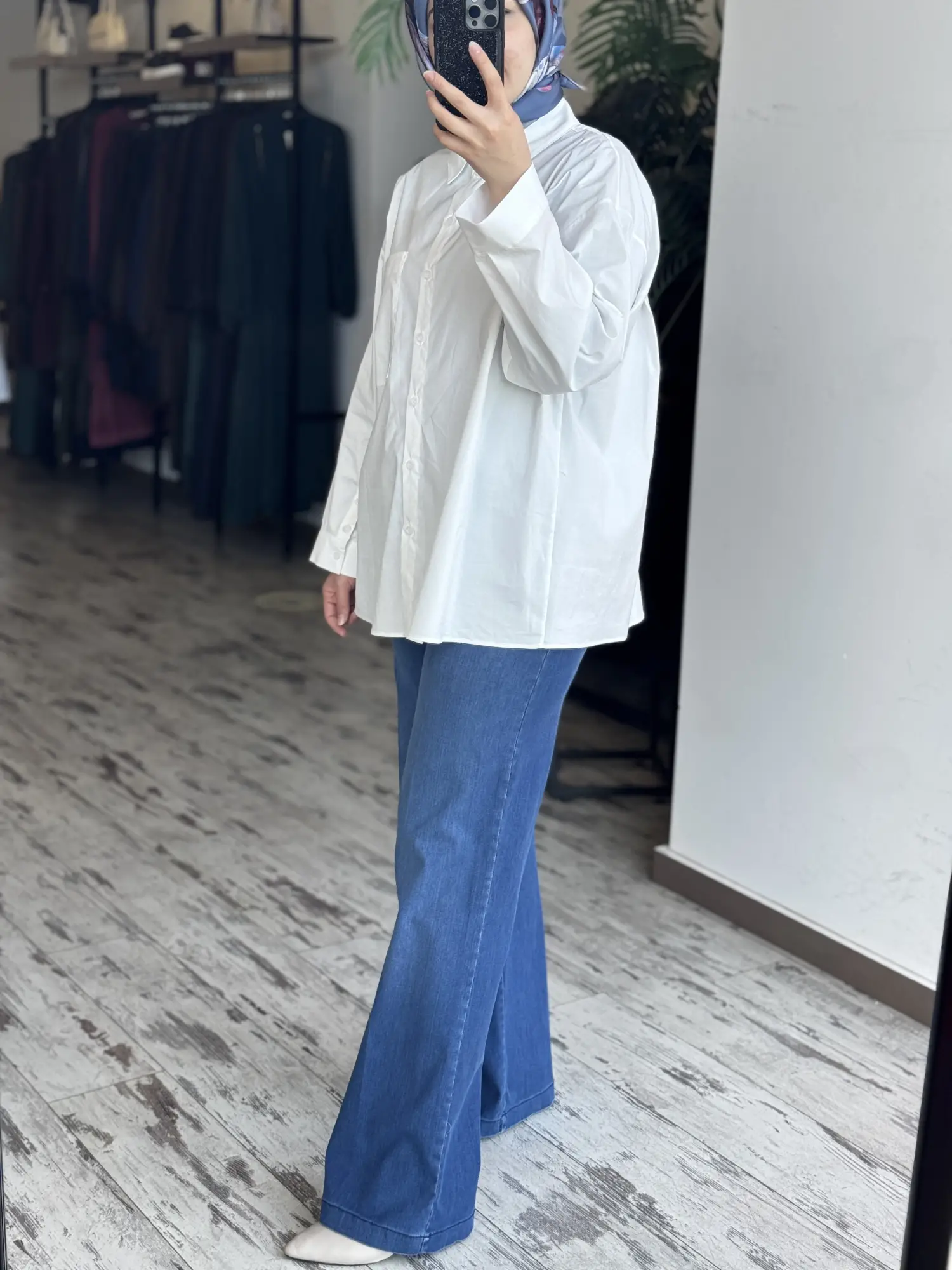 Misswhence Likralı Geniş Paça Kot Pantolon 39122