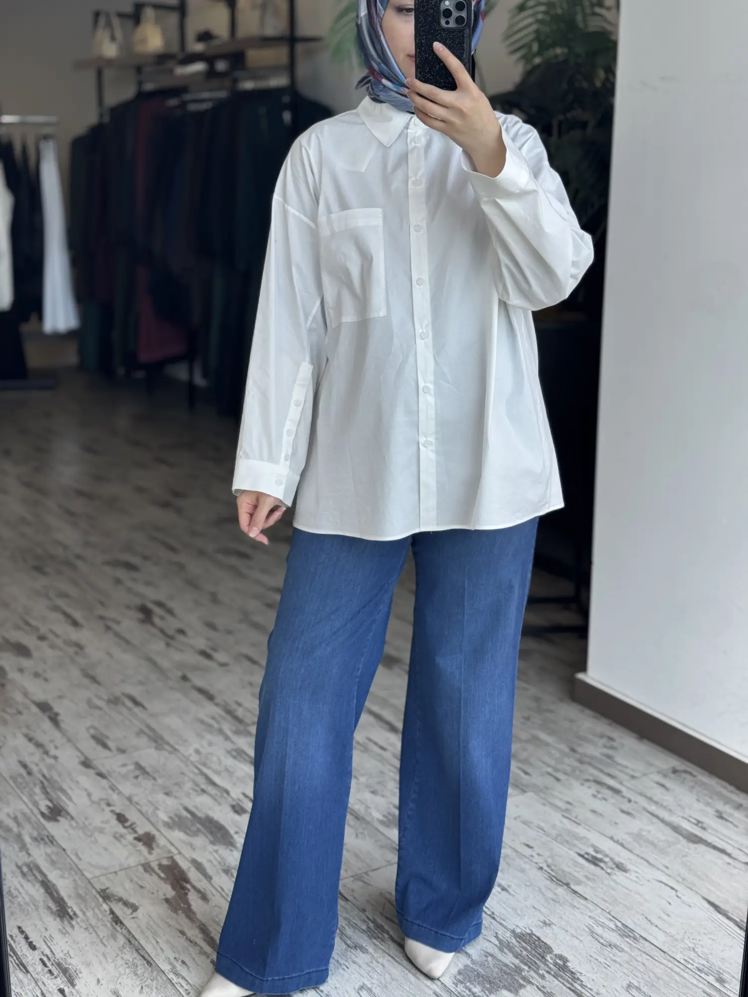 Misswhence Likralı Geniş Paça Kot Pantolon 39122