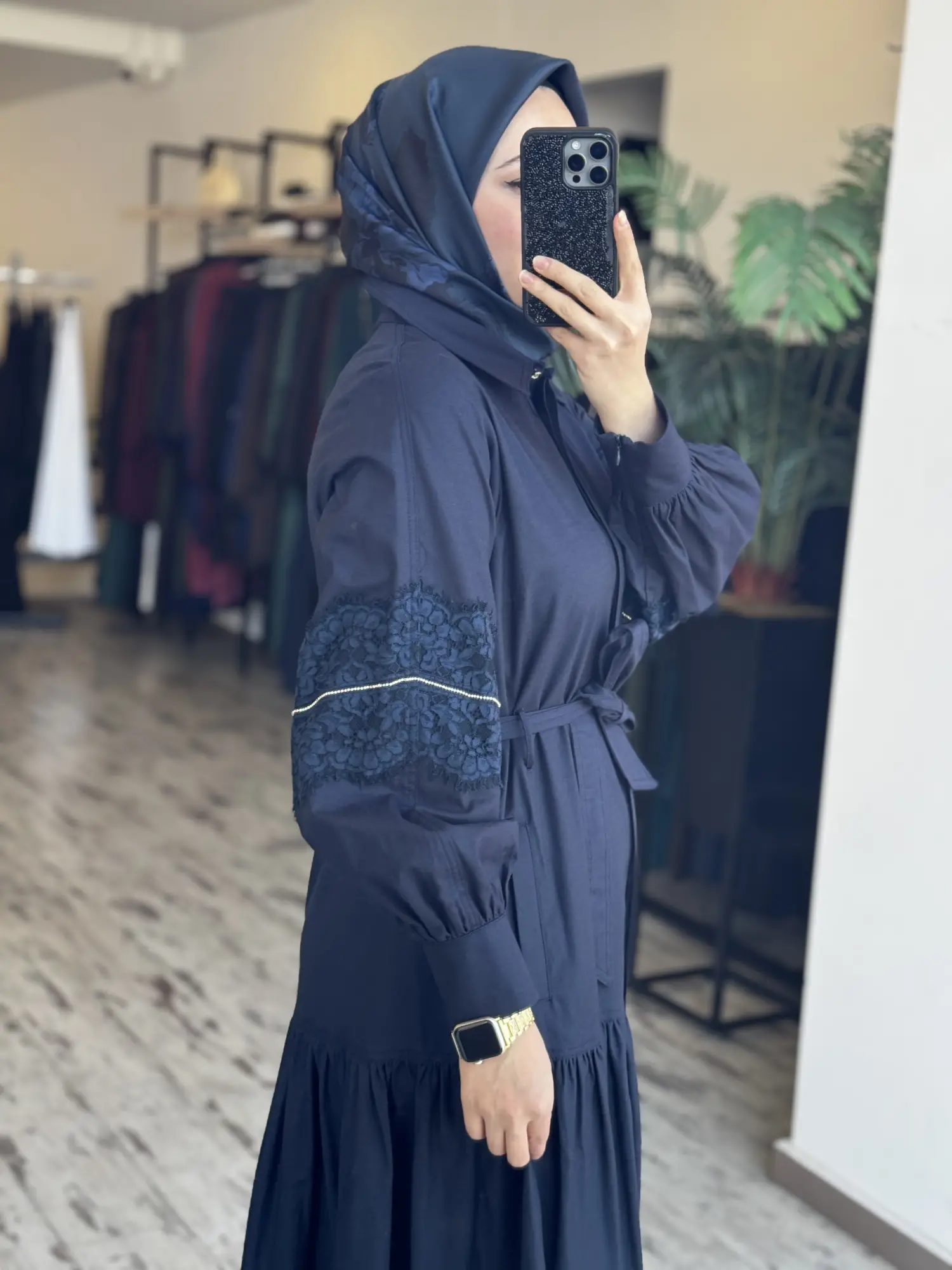 Kayra Kolları Güpür Detaylı Düğmeli Gömlek Elbise KA83002