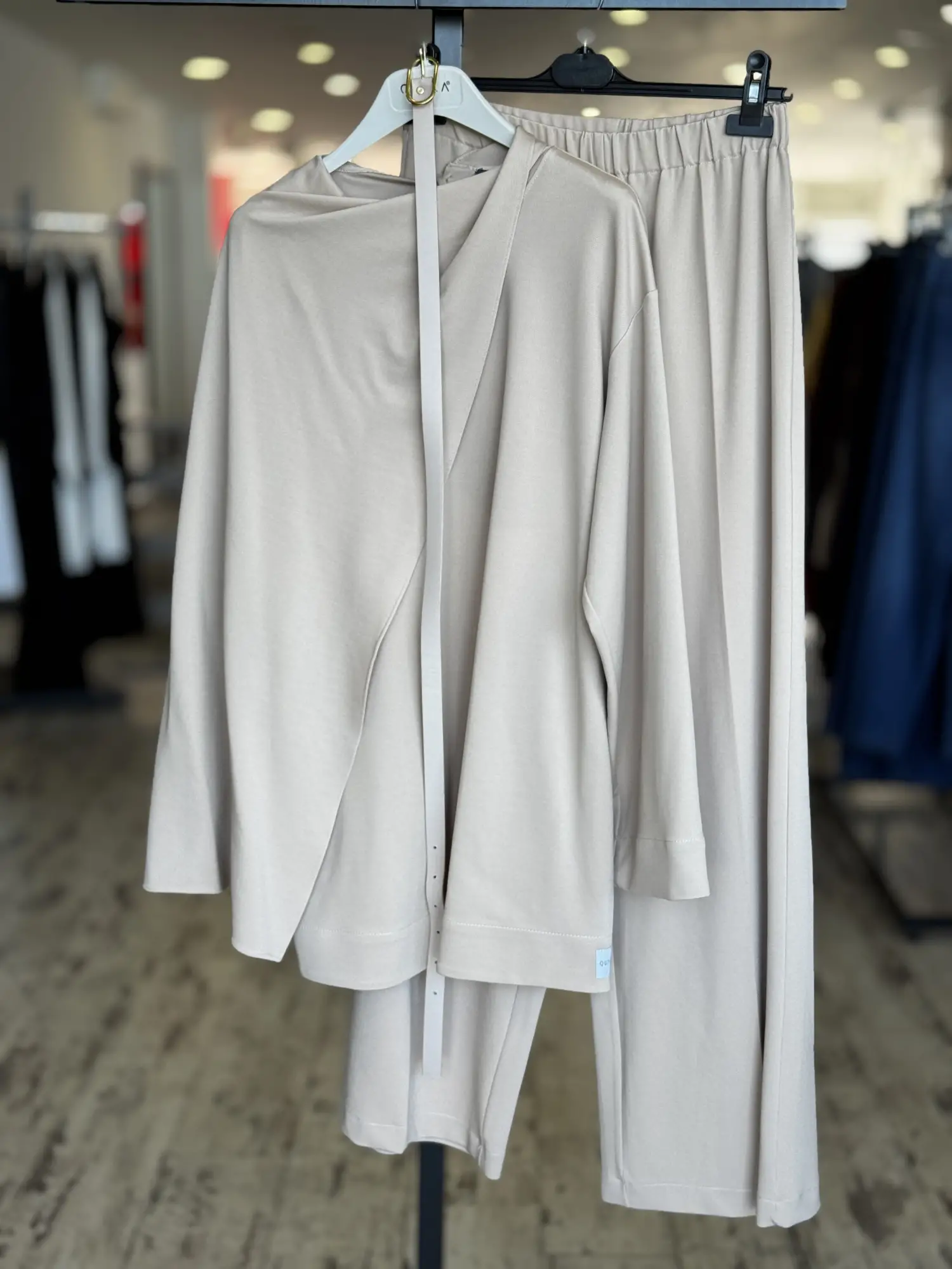 Qupra Şal Detaylı Kemerli Tunik Pantolon Takım WAD1277