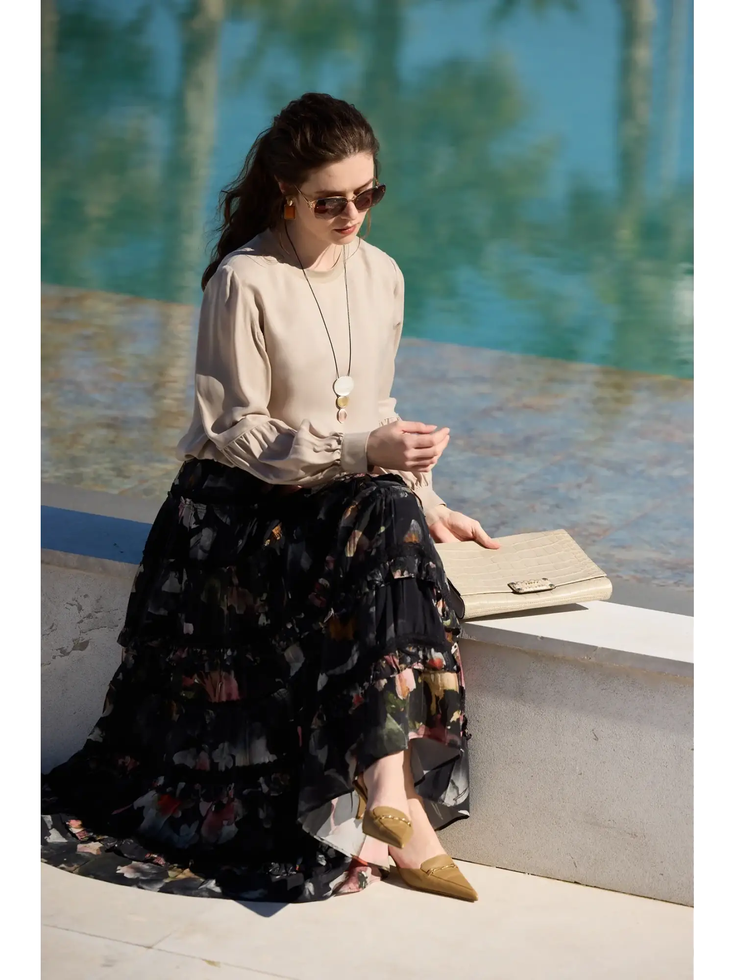 Misswhence Kolları Biyeli Manşet Detaylı Cupra İpek Bluz 39023