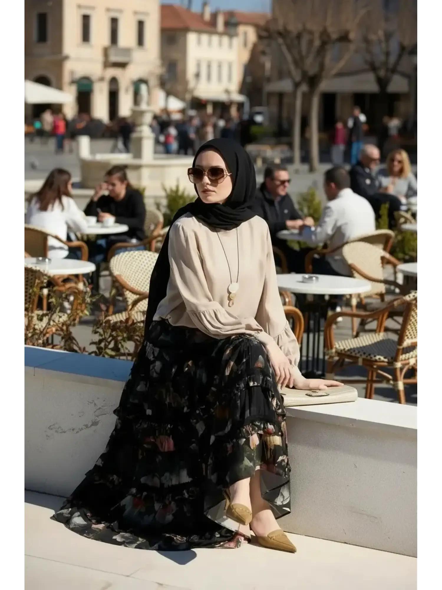 Misswhence Kolları Biyeli Manşet Detaylı Cupra İpek Bluz 39023