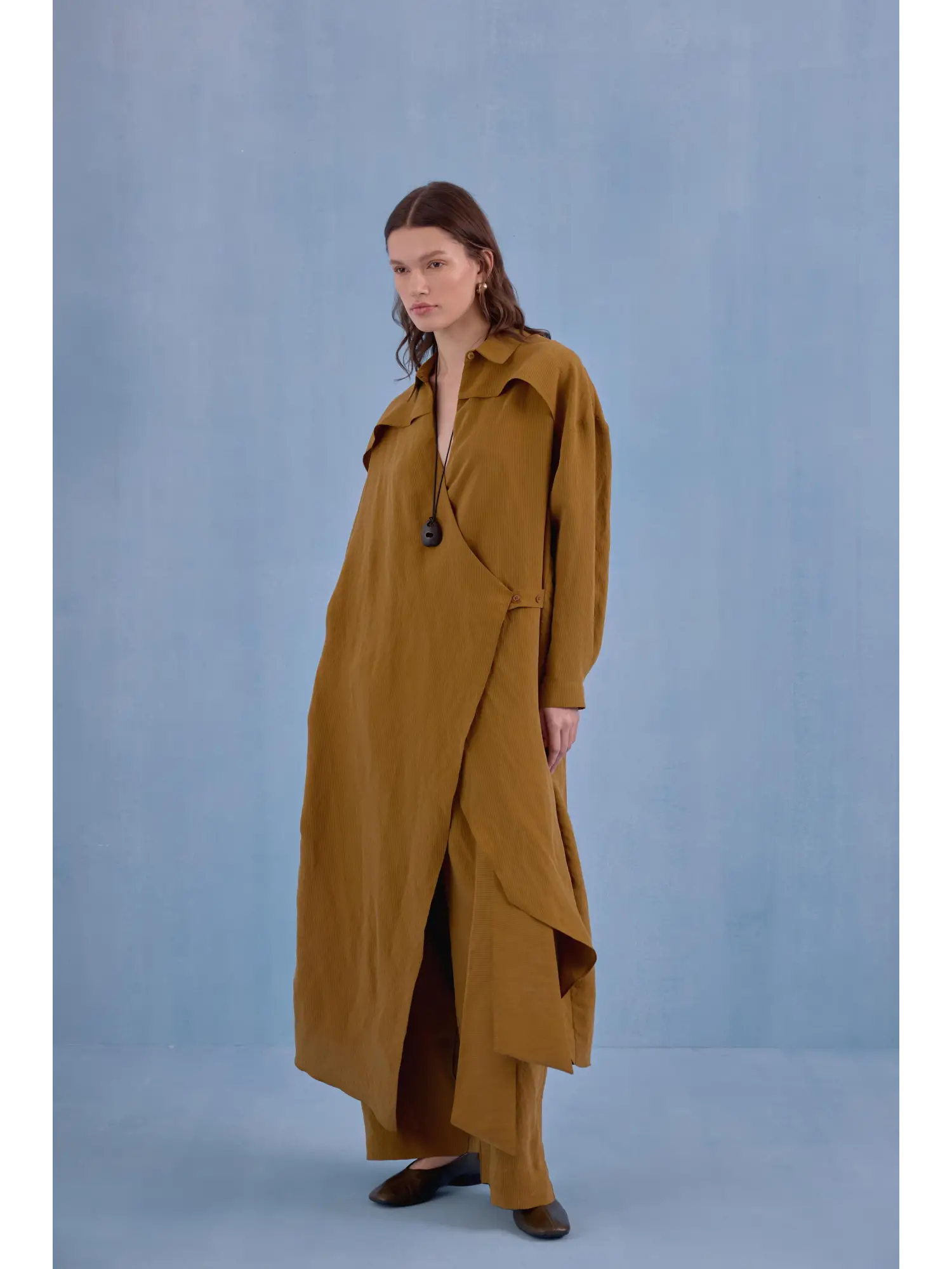 Qooq Store Gömlek Yaka Rüzgarlık Detaylı Arsen Kimono