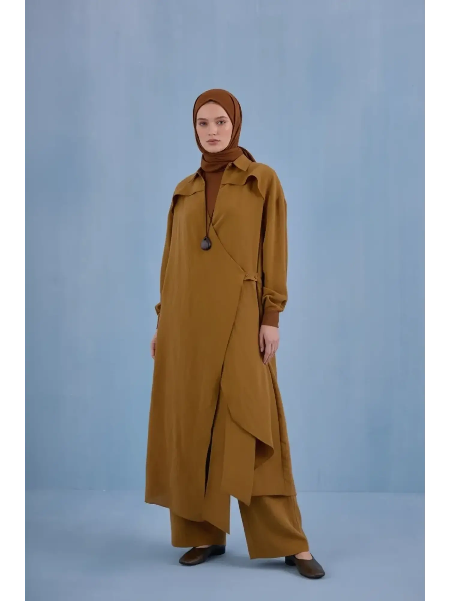 Qooq Store Gömlek Yaka Rüzgarlık Detaylı Arsen Kimono