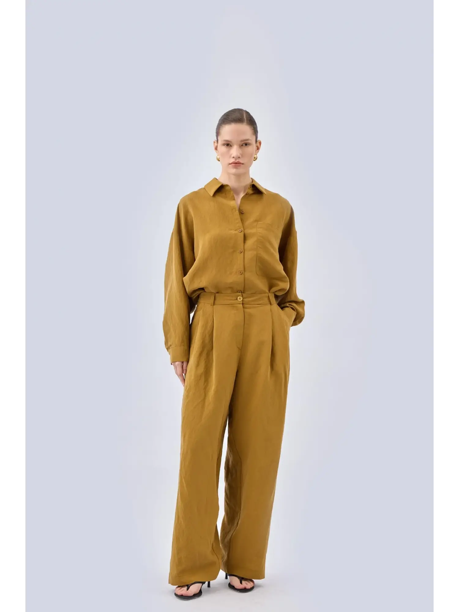 QooQ Store Pens Detaylı Çizgili Silva Pantolon 26SS309