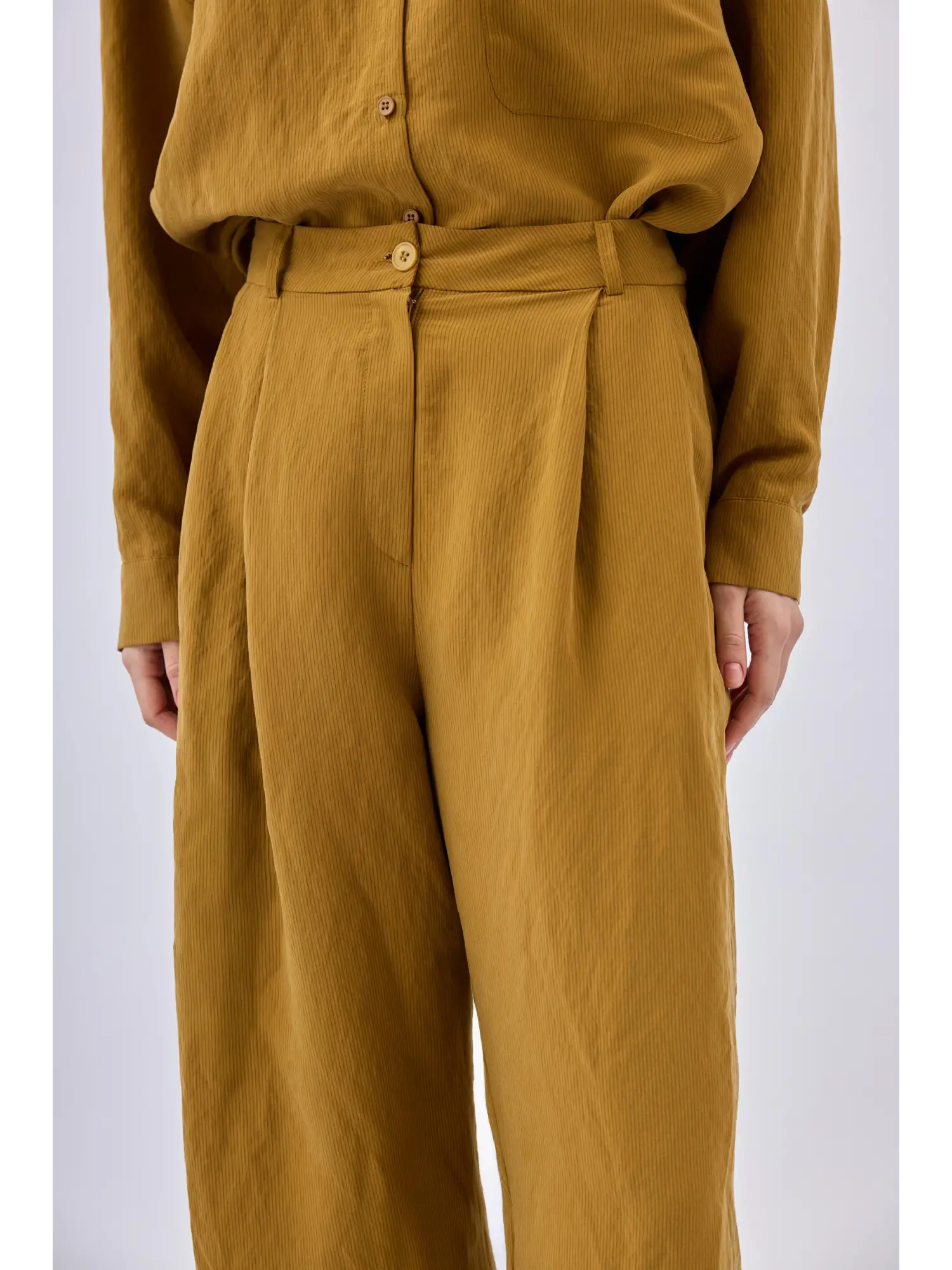 QooQ Store Pens Detaylı Çizgili Silva Pantolon 26SS309