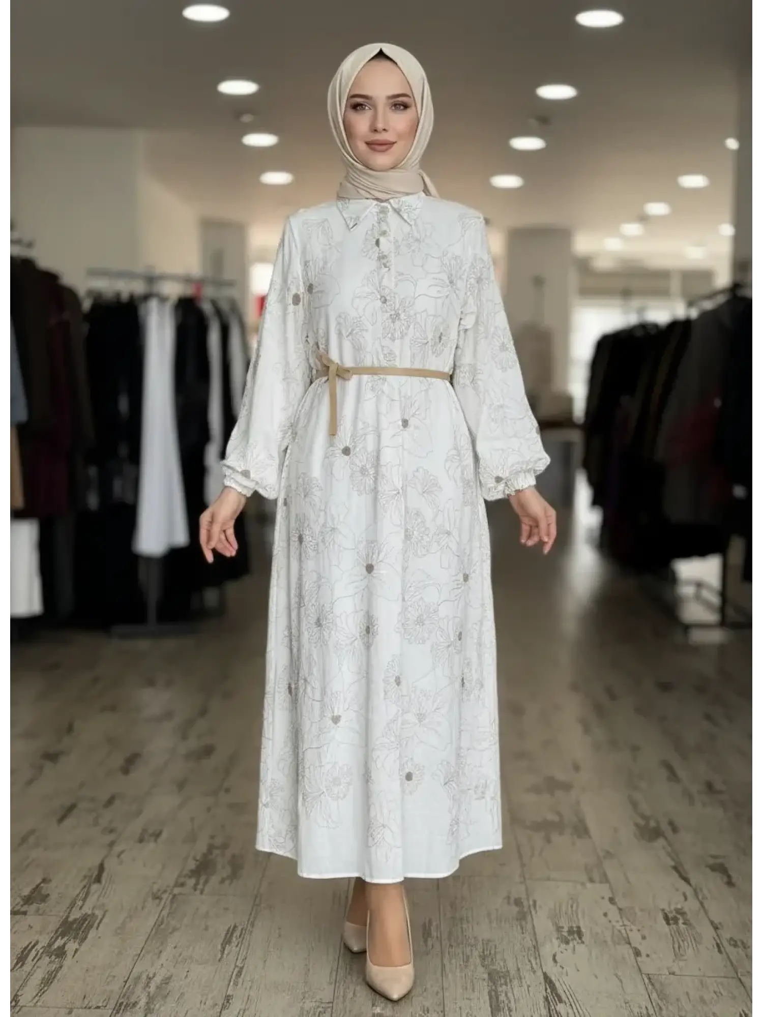 SENNA Nakış ve Boncuk İşlemeli Vual Flone Elbise SD2630047